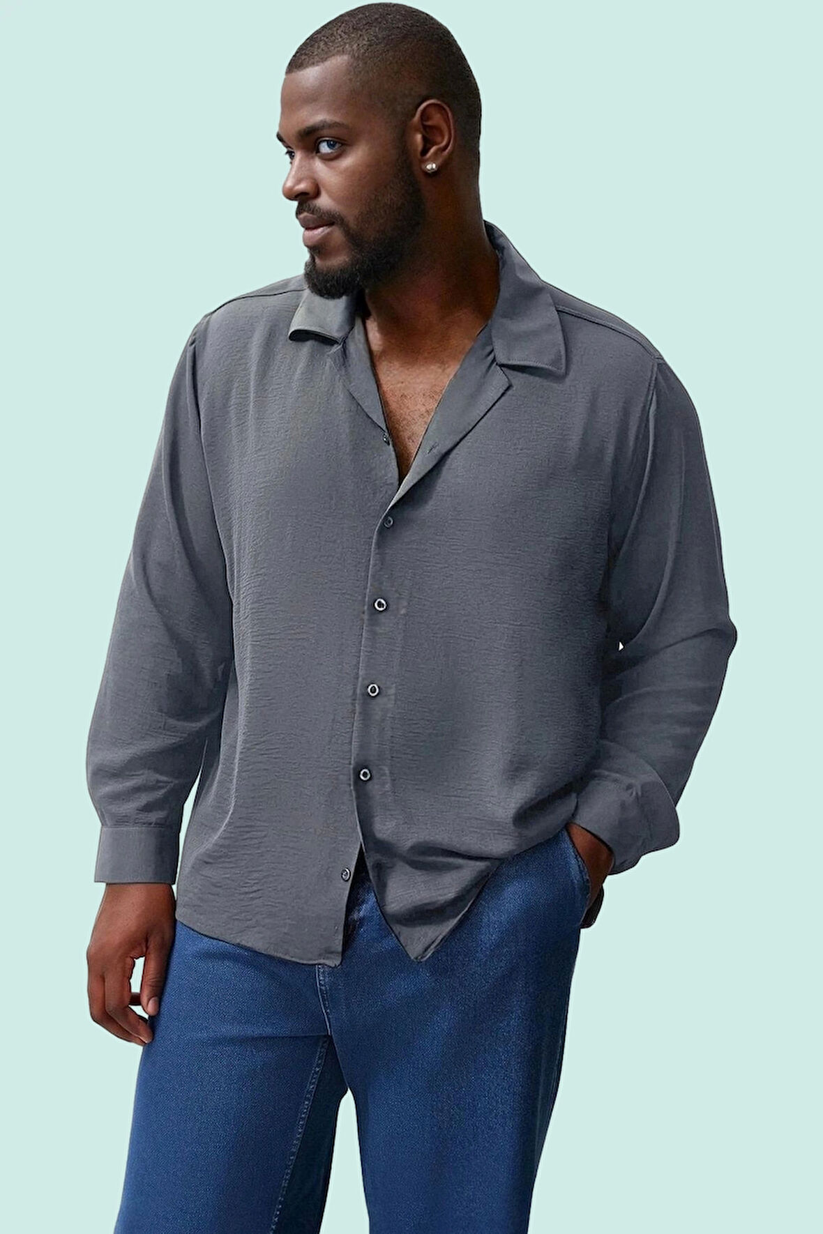 Erkek Regular Fit Apaş Yaka Uzun Kollu Gömlek Günlük Stil Hafta Sonu Yaz Aylarının Vazgeçilmezi