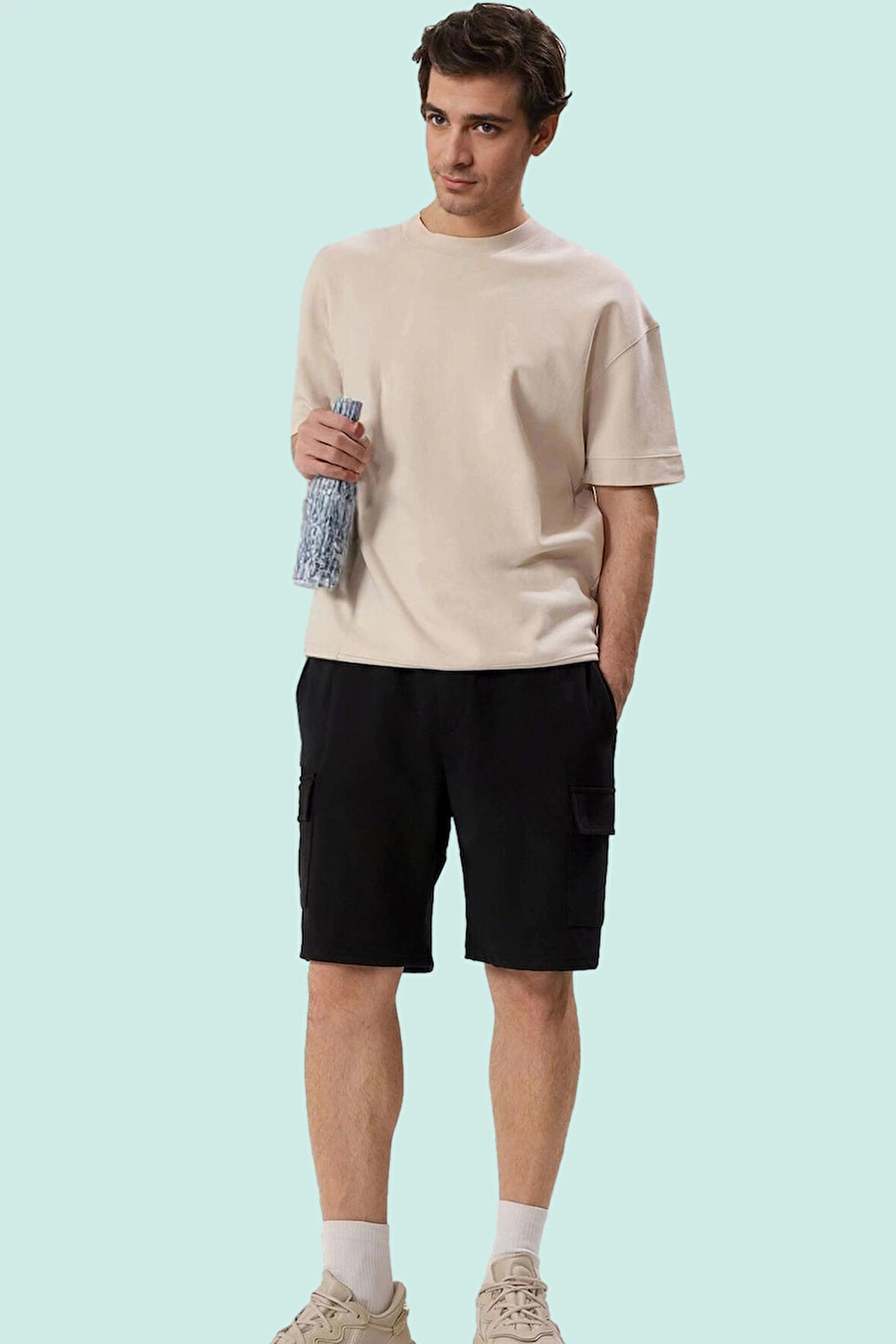 Erkek Geniş Paça Şort Aplike Detay Casual Günlük Stil Hafta Sonu Yaz Aylarının Vazgeçilmezi