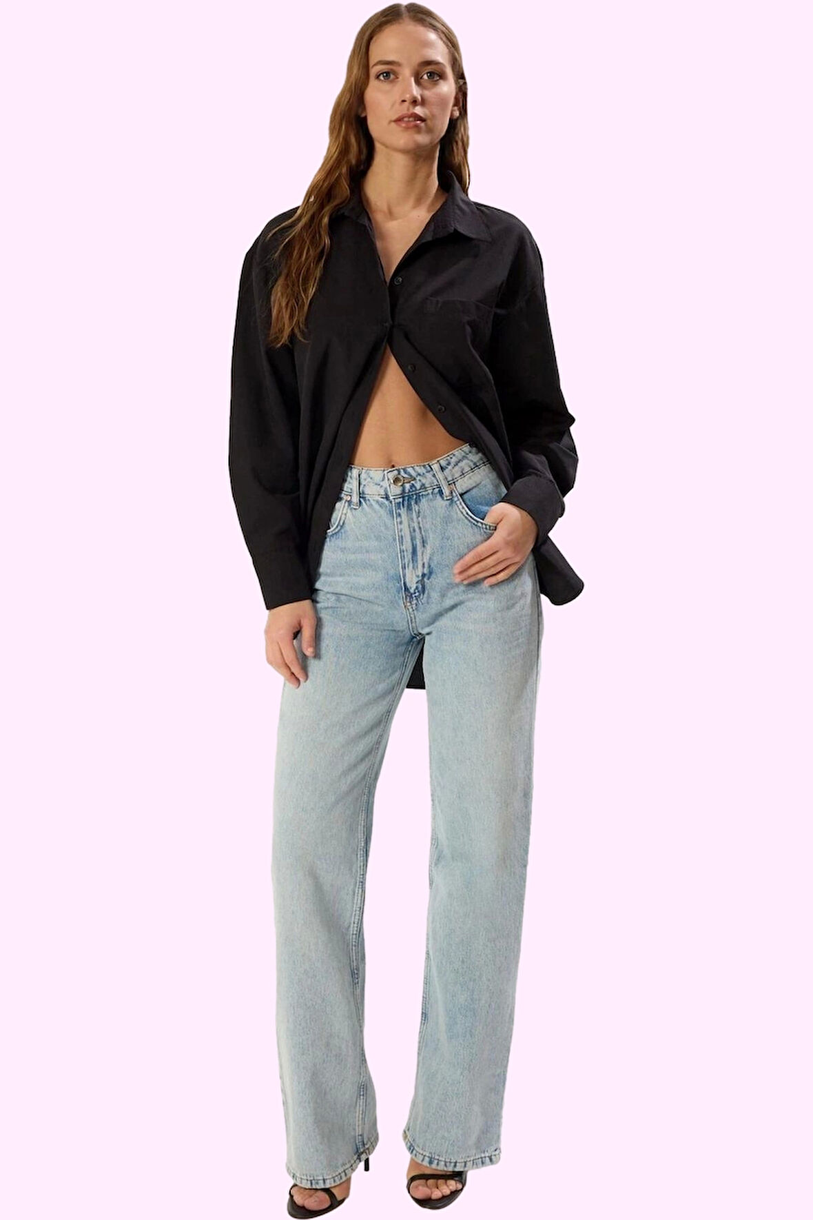 Kadın Yüksek Bel Geniş Paça Jean Pantolon Pamuk Günlük Kombinler Yaz Aylarının Vazgeçilmezi