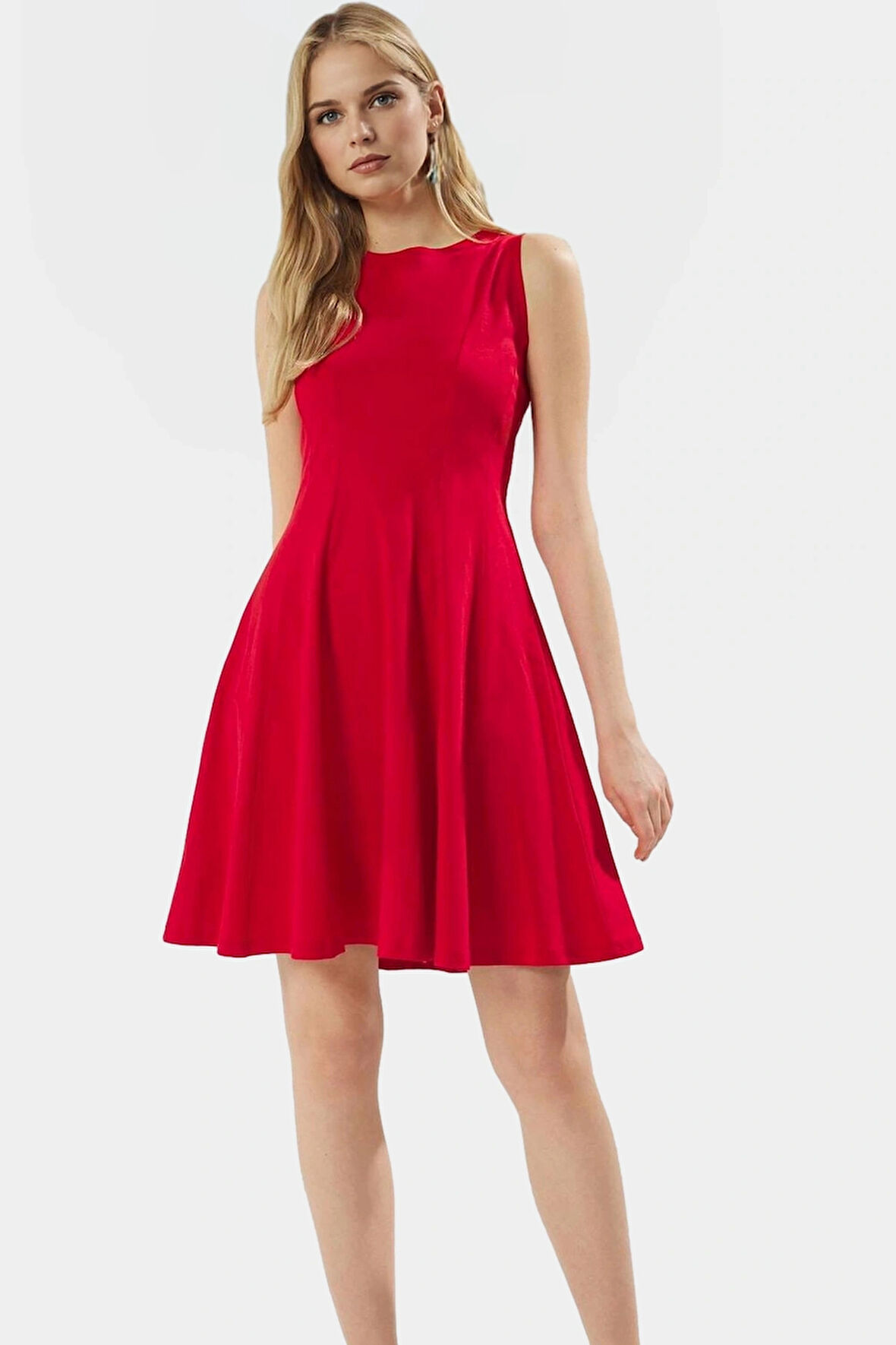 Yazlık Mini Örme Elbise Bisiklet Yaka Kadın Günlük Modern Stil Şık Görünüm