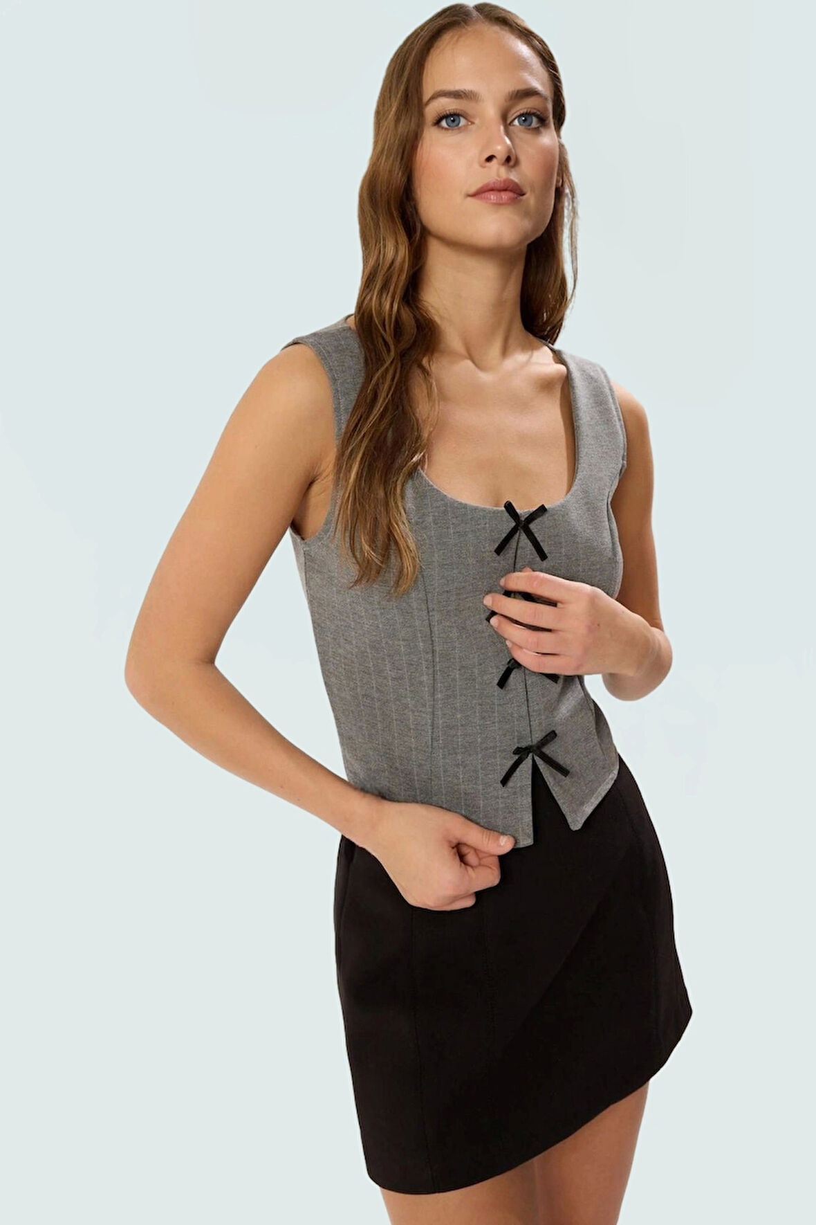 Fitted İnterlok Örme Bluz Havuz Yaka Yazlık Casual Tarz Zarifane Tasarım Dayanıklı Malzeme