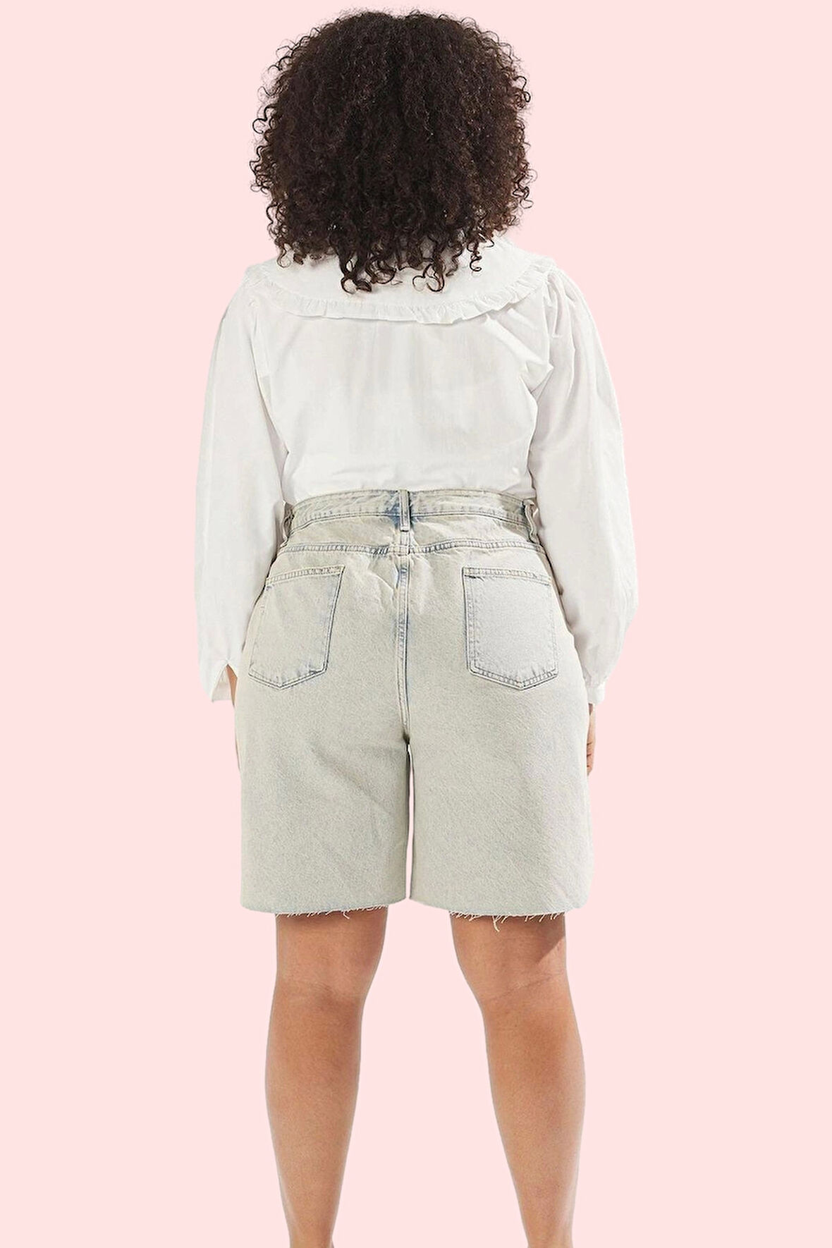 Kadın Denim Şort Geniş Paça Yüksek Bel Kısa Boy Pamuklu Günlük Kombinler Dayanıklı Malzeme