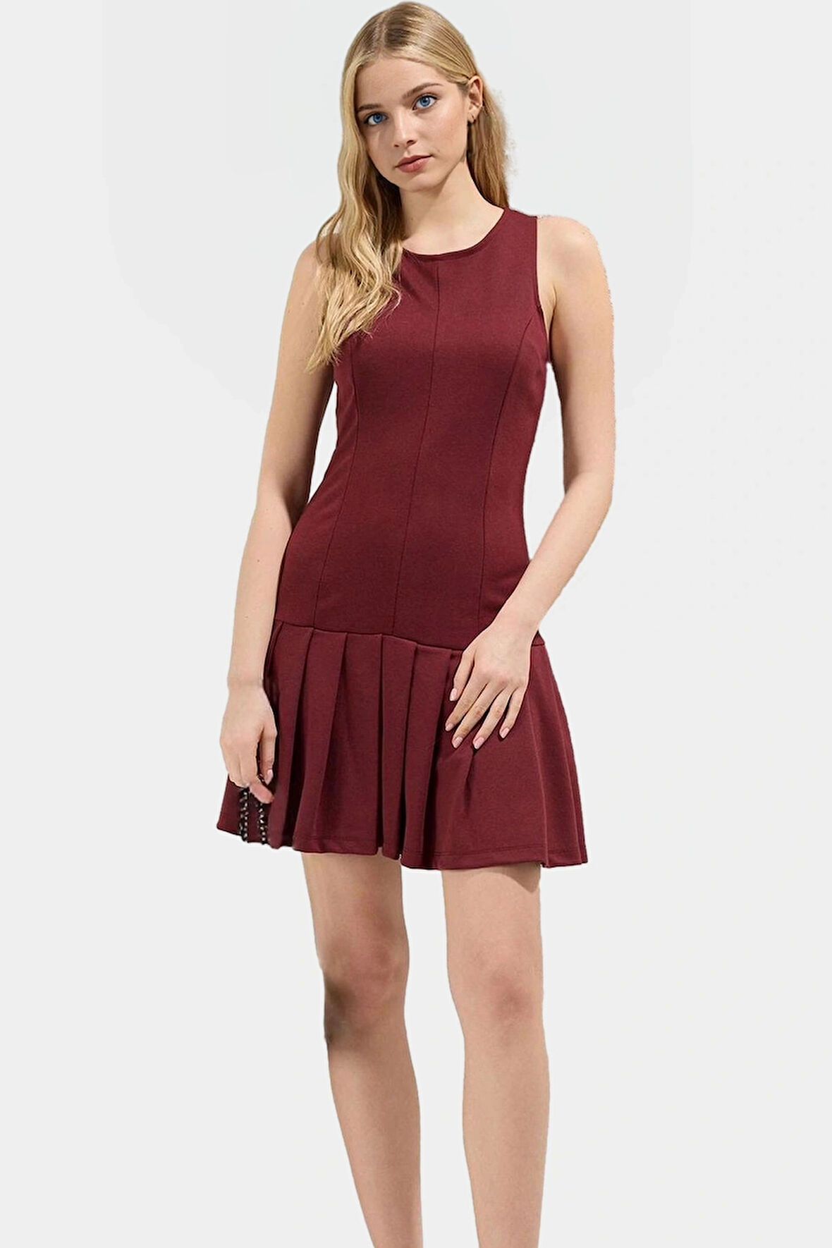 Kadın Mini Örme Elbise Yazlık Pili Detaylı Vücut Şekillendirici Rahat Ve Şık Premium Kalite