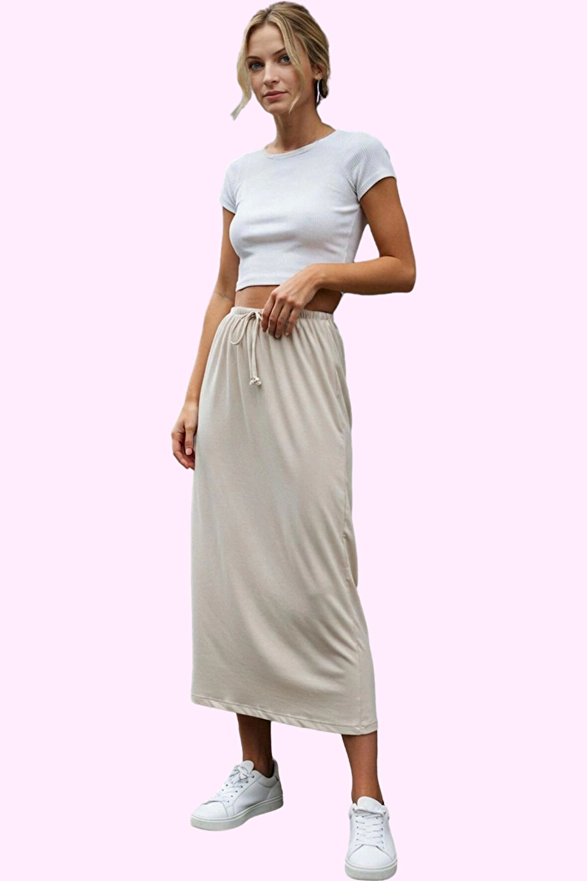 Kadın Maxi Etek A line Kalıp Renk Bağlama Detaylı Yazlık Günlük Yaz Aylarının Vazgeçilmezi