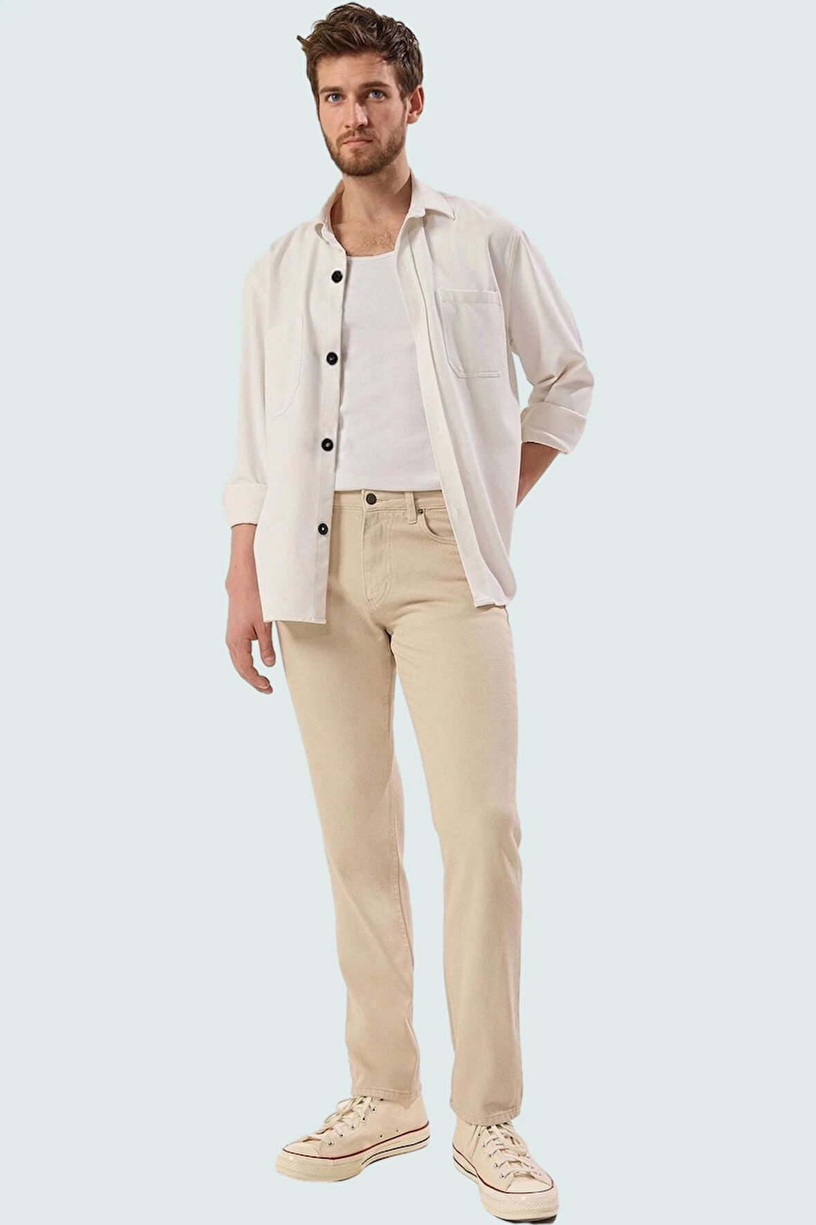 Erkek Straight Fit Denim Pantolon Yüksek Bel Uzun Boy Pamuk Günlük Kullanım Modern Tasarım