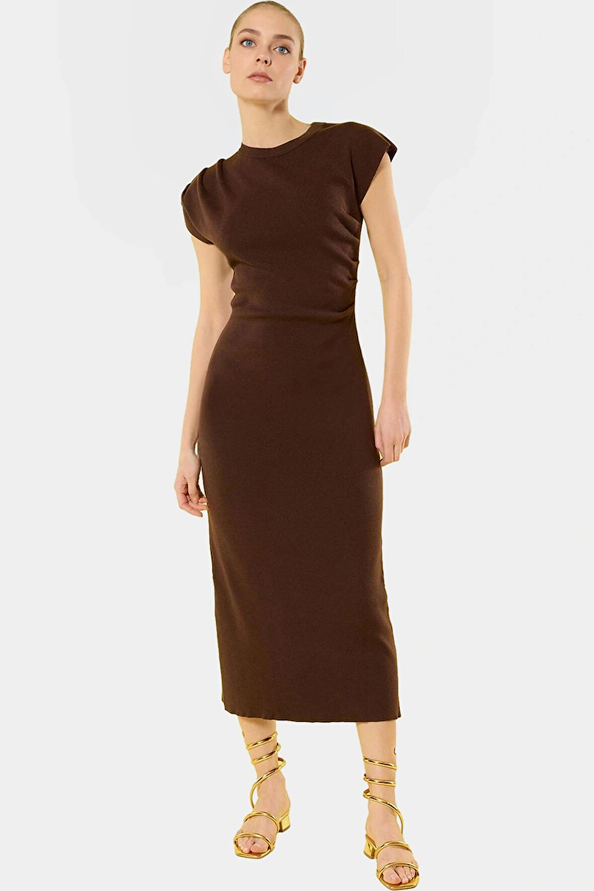 Şık Midi Triko Elbise Bodycon Kalıp Günlük Kullanım Görünüm İçin