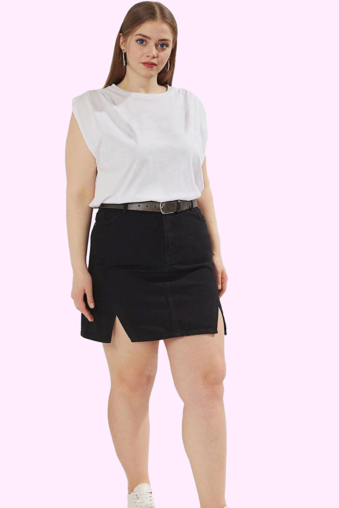 Kadın Denim A line Mini Etek Yüksek Bel Yırtmaçlı Pamuk Günlük Hafta Sonu Kaliteli Malzeme