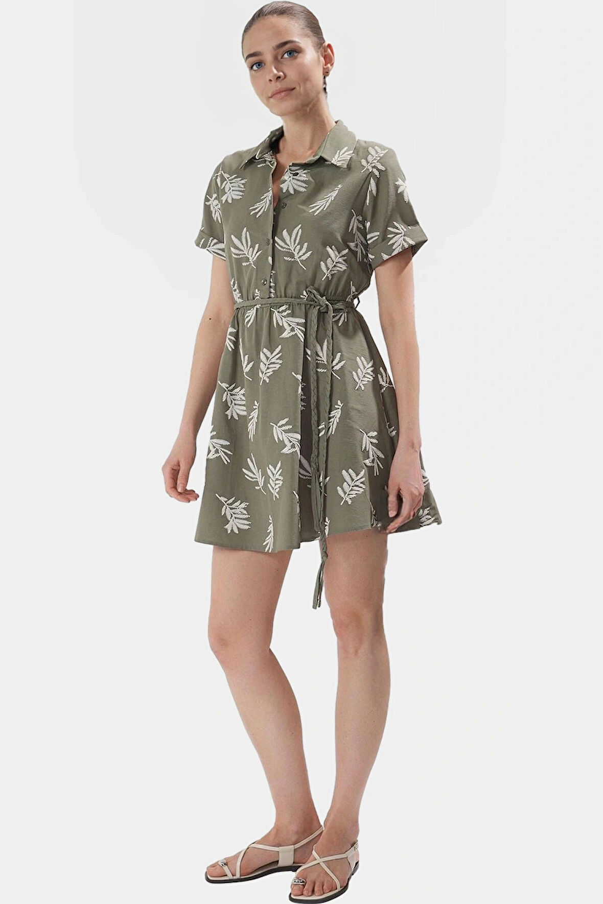 Yazlık Çiçekli Mini Elbise Skater Kalıp 50% Pamuk Rahat Günlük Stil Dayanıklı Malzeme