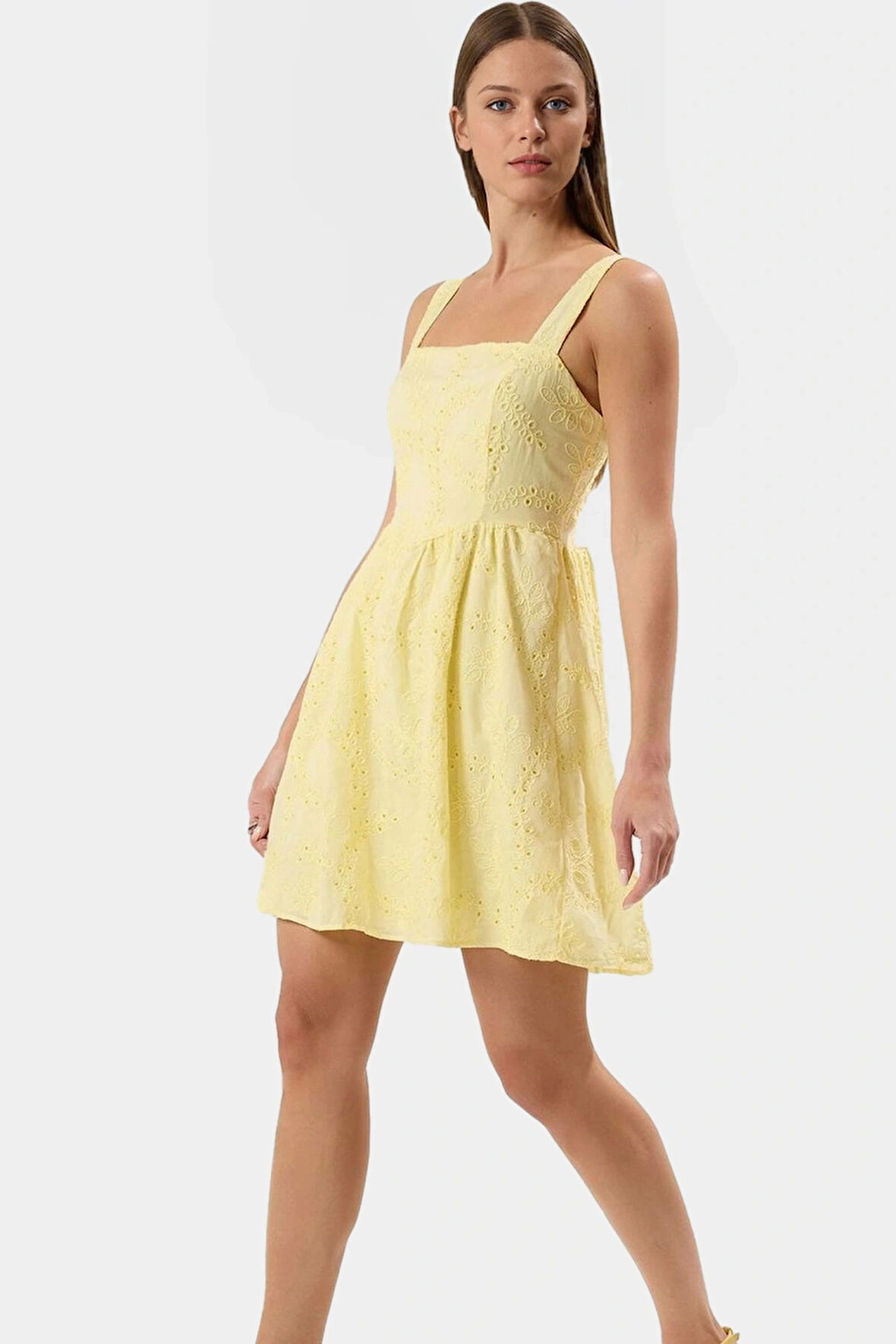 Yazlık Mini Elbise Bisiklet Yaka Dokuma Casual Dayanıklı Malzeme Kaliteli İşçilik