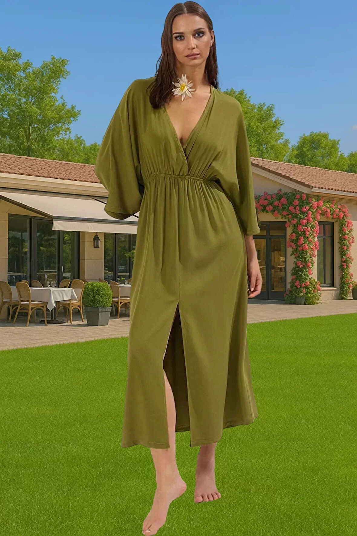 Maxi Zebra Desenli Tek Kol Viskoz Plaj Elbisesi Yazlık Rahat Ve Şık Premium Kalite Kaliteli İşçilik