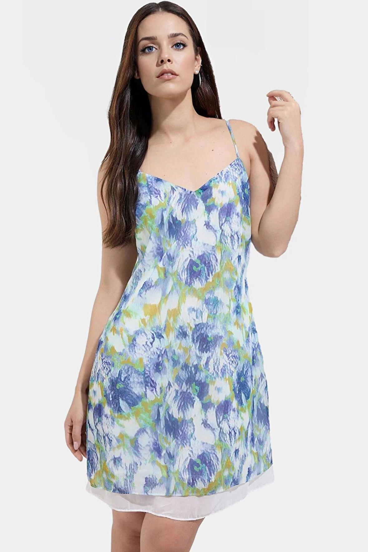 A line Şifon Mini Elbise Desenli Polyester Yazlık Günlük Modern Stil Rahat Kullanım Ve Şık