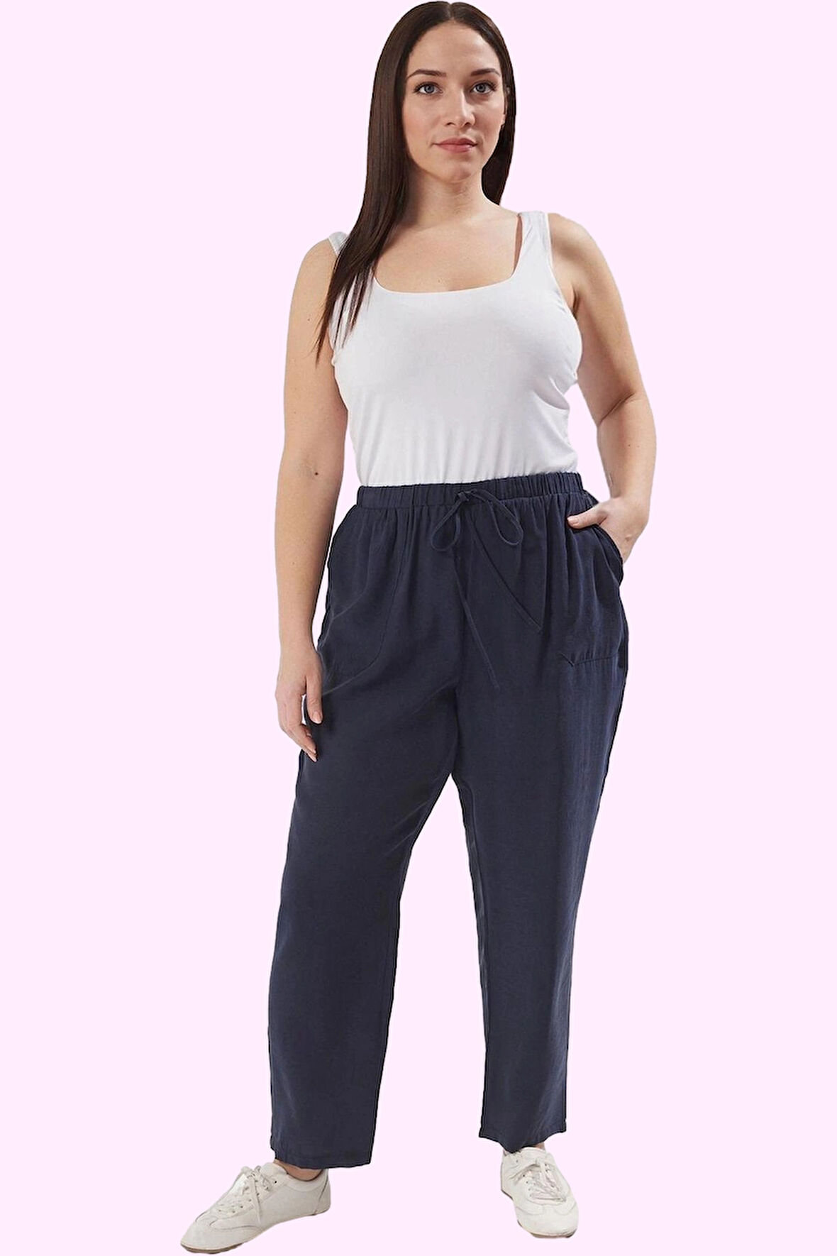 Kadın Geniş Paça Relaxed Pantolon Düz Desen Uzun Boy Yüksek Bel Yaz Aylarının Vazgeçilmezi