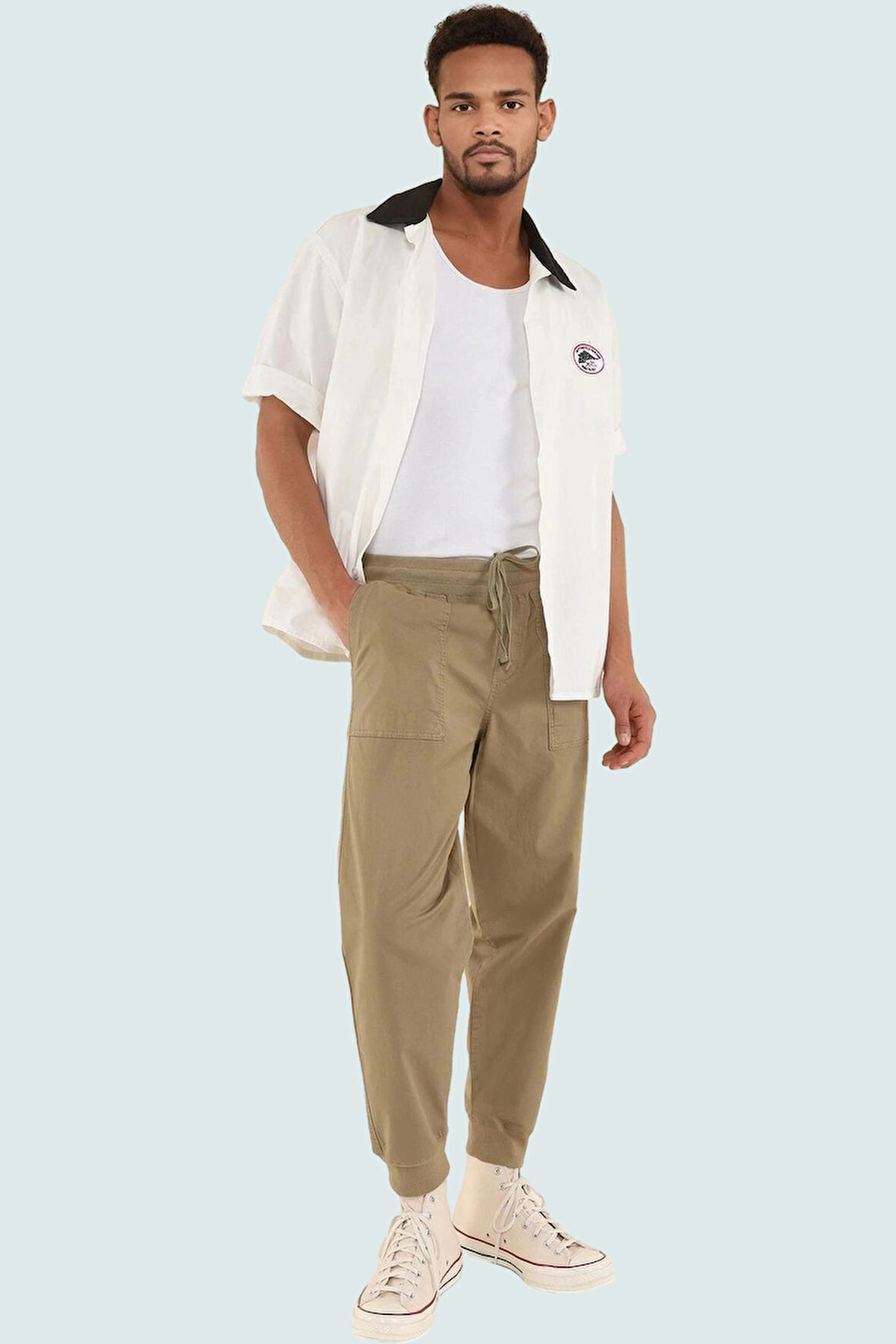 Erkek Jogger Pantolon Gabardin Kumaş Rahat Lastikli Paça Günlük Kombinler Kaliteli Malzeme