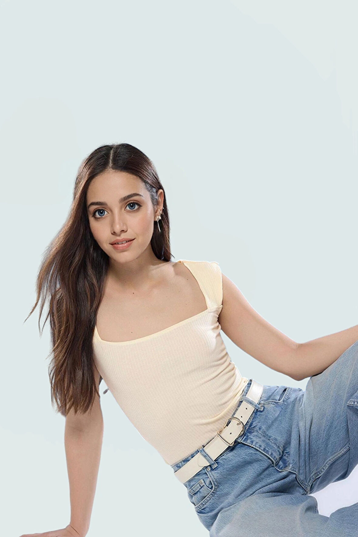 Kare Yaka Fitted Poliviskon Kaşkorse Bluz Günlük Kullanım Özenle Seçilmiş Rahat