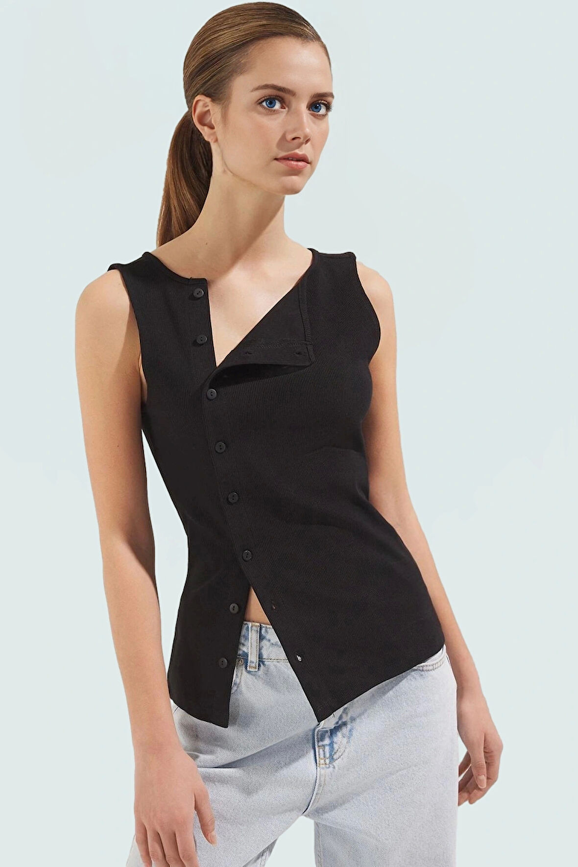 Kadın Bisiklet Yaka Fitted Örme Bluz Günlük Stil Rahat Ve Şık Özel Tasarım