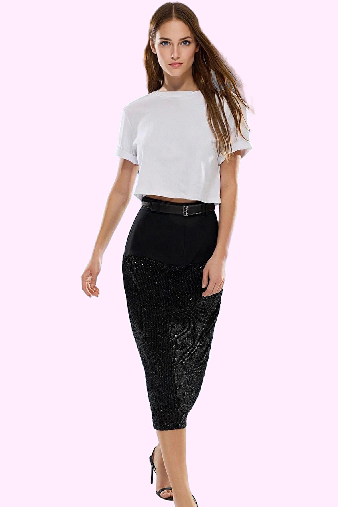 Kadın Midi Boy Payet Detaylı Dokuma Etek Şık Gece Kombinleri İçin Yaz Aylarının Vazgeçilmezi