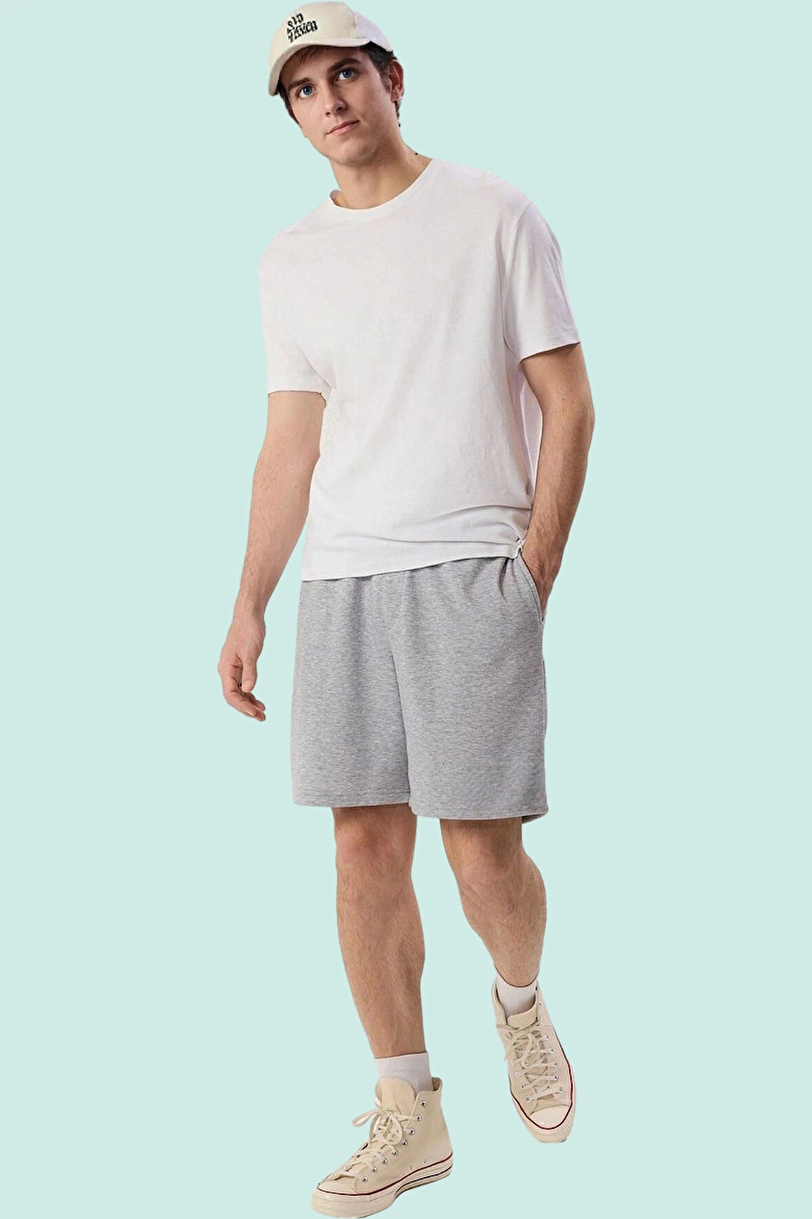 Erkek Melanj Oversize Şort Geniş Kesim Rahat Günlük Spor Hafta Sonu Yaz Aylarının Vazgeçilmezi