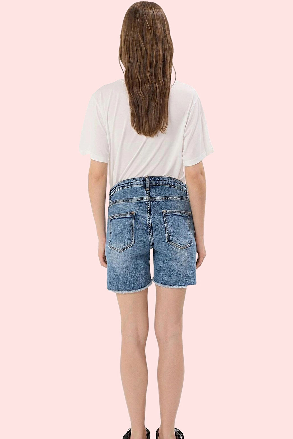 Hamile Kadın Denim Şort Yüksek Bel Geniş Paça Regular Boy Günlük Yaz Aylarının Vazgeçilmezi