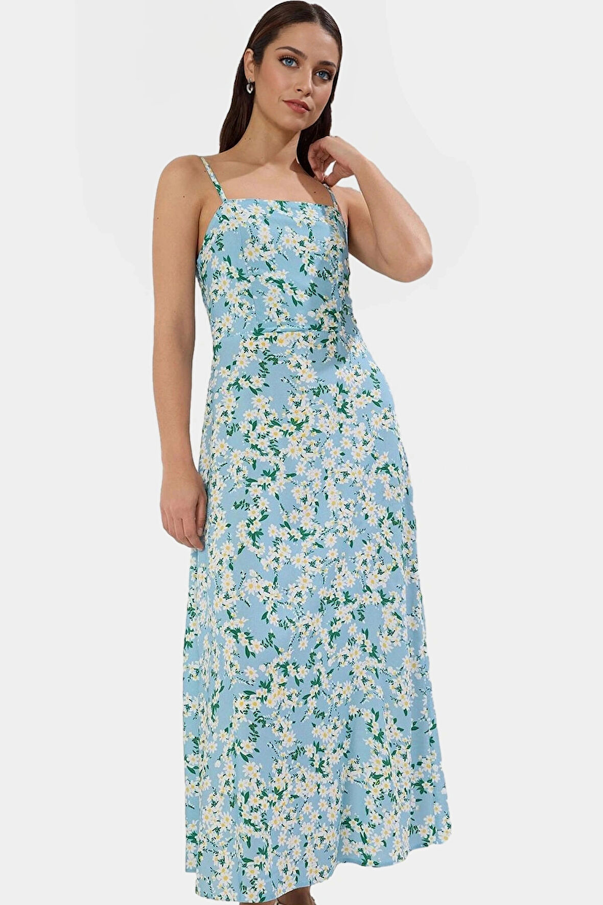 Maxi A line Viskoz Dokuma Elbise Günlük Şıklık İçin Seçkin Malzeme Şık Görünüm Modern Stil