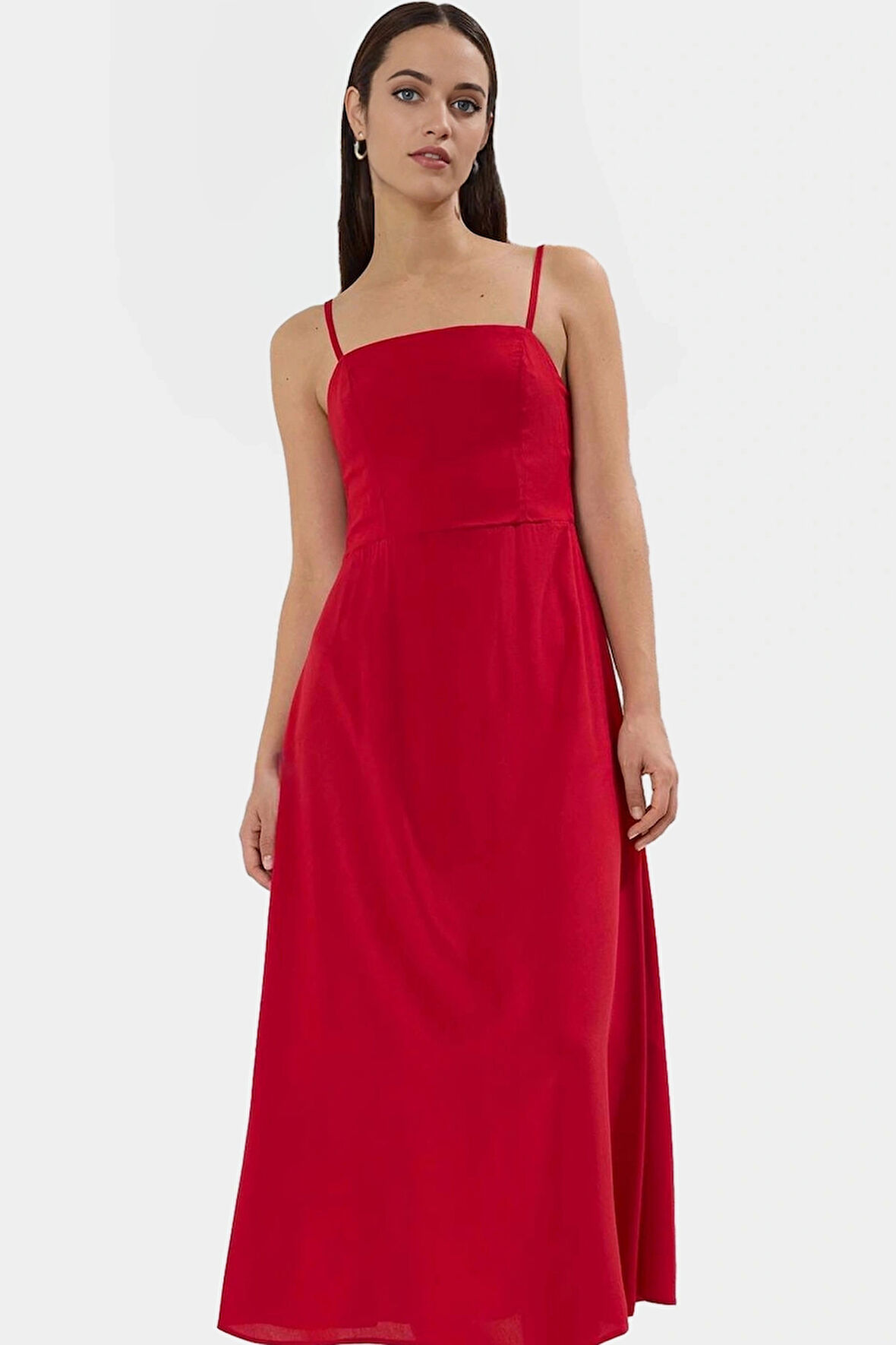 Maxi A line Viskoz Dokuma Elbise Günlük Şıklık İçin Seçkin Malzeme Şık Görünüm Modern Stil