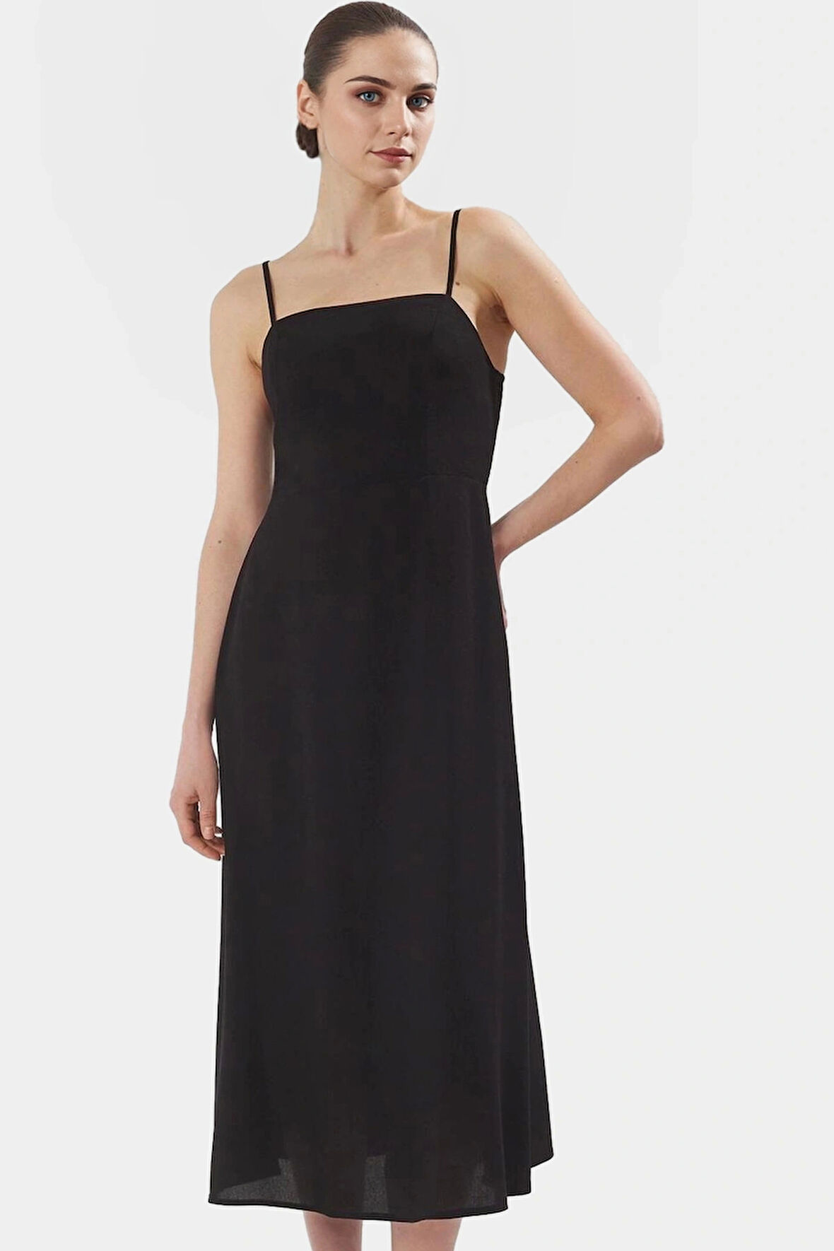 Maxi A line Viskoz Dokuma Elbise Günlük Şıklık İçin Seçkin Malzeme Şık Görünüm Modern Stil