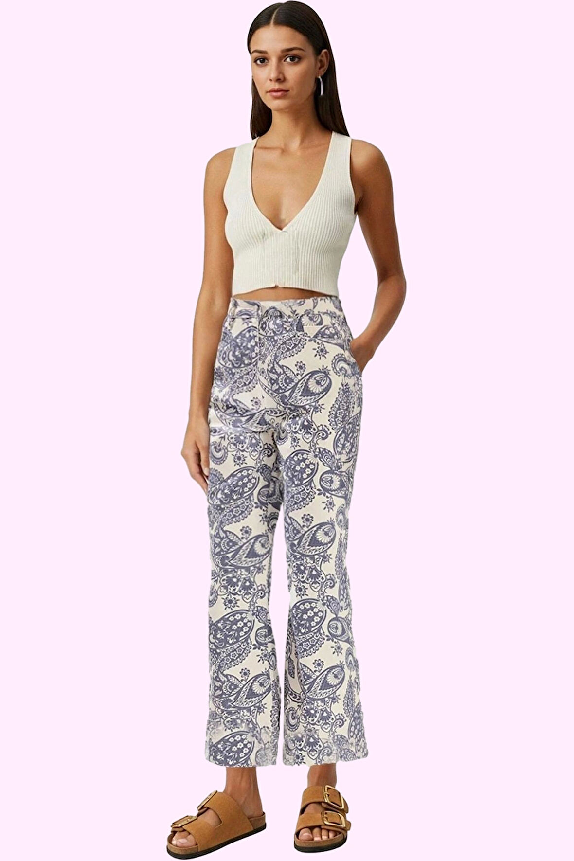 Kadın Geniş Paça Uzun Boylu Pamuklu Pantolon Günlük Casual Tarz Yaz Aylarının Vazgeçilmezi