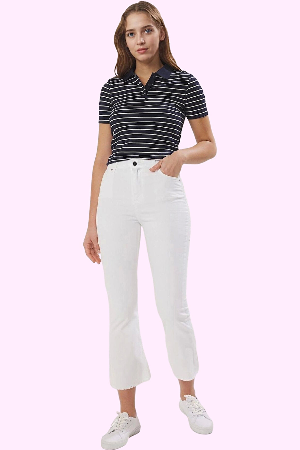 Kadın Yüksek Bel Flare Jean Pamuklu Yazlık Günlük Kombinler Hafta Sonu Yaz Aylarının Vazgeçilmezi