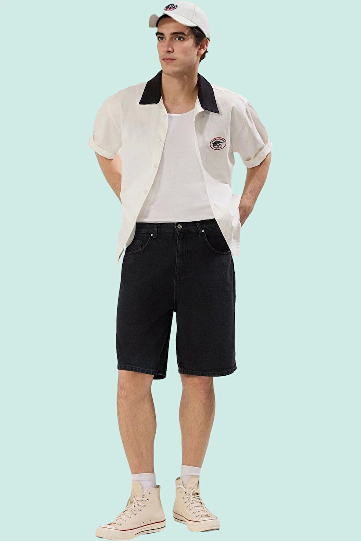 Erkek Baggy Fit Denim Şort Pamuk Günlük Kombinler İçin Hafta Sonu Yaz Aylarının Vazgeçilmezi