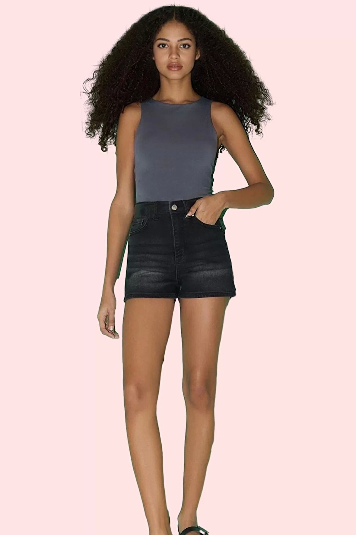 Kadın Yüksek Bel Geniş Paça Denim Şort Rahat Yaz Günlük Kombinler Hafta Sonu Modern Tasarım