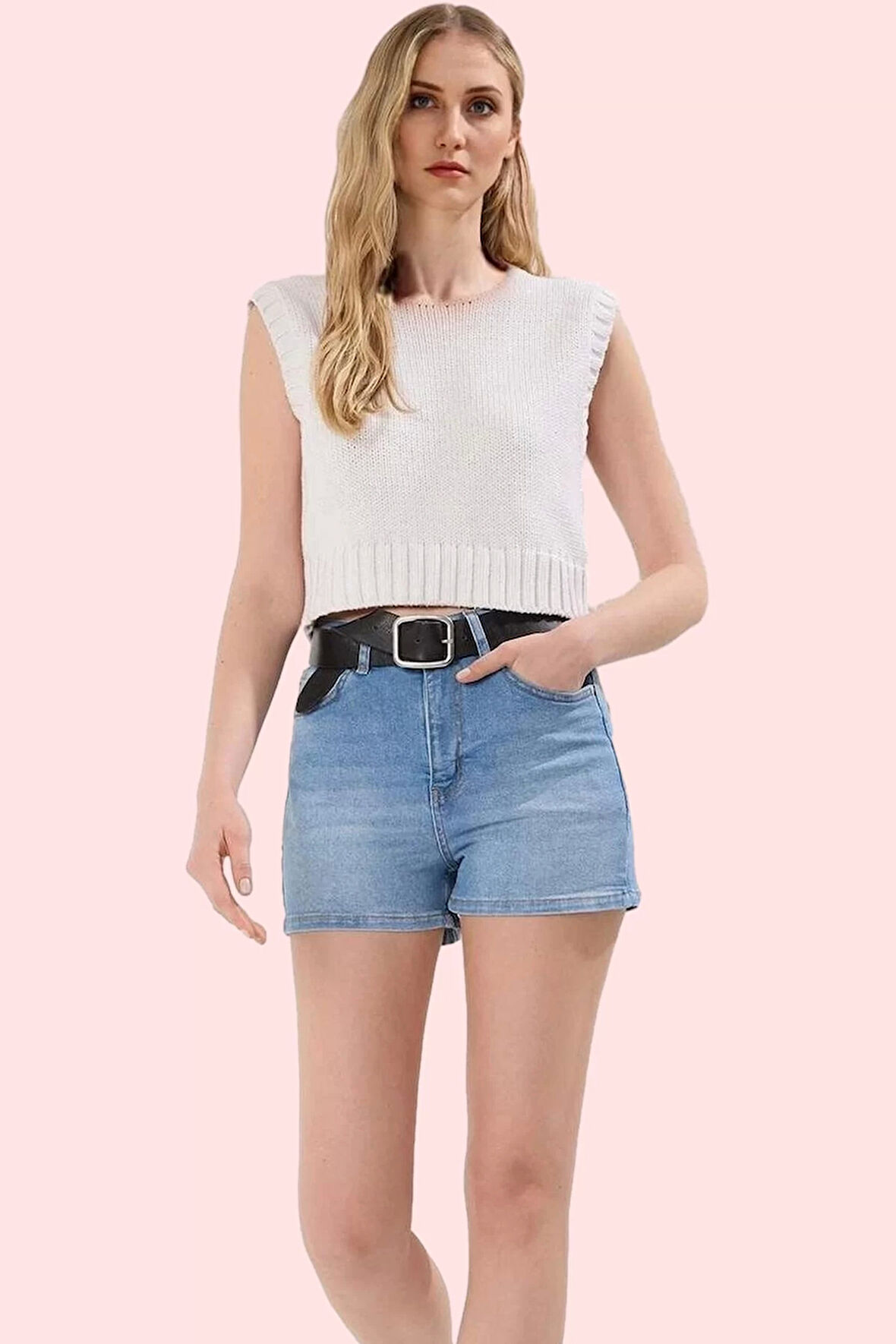 Kadın Yüksek Bel Geniş Paça Denim Şort Rahat Yaz Günlük Kombinler Hafta Sonu Modern Tasarım