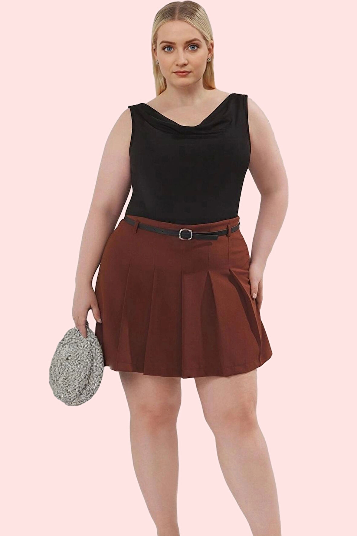 Kadın Dokuma Yüksek Bel Kısa Şort Etek Büyük Beden İş İçin Günlük Kullanım Kaliteli Malzeme