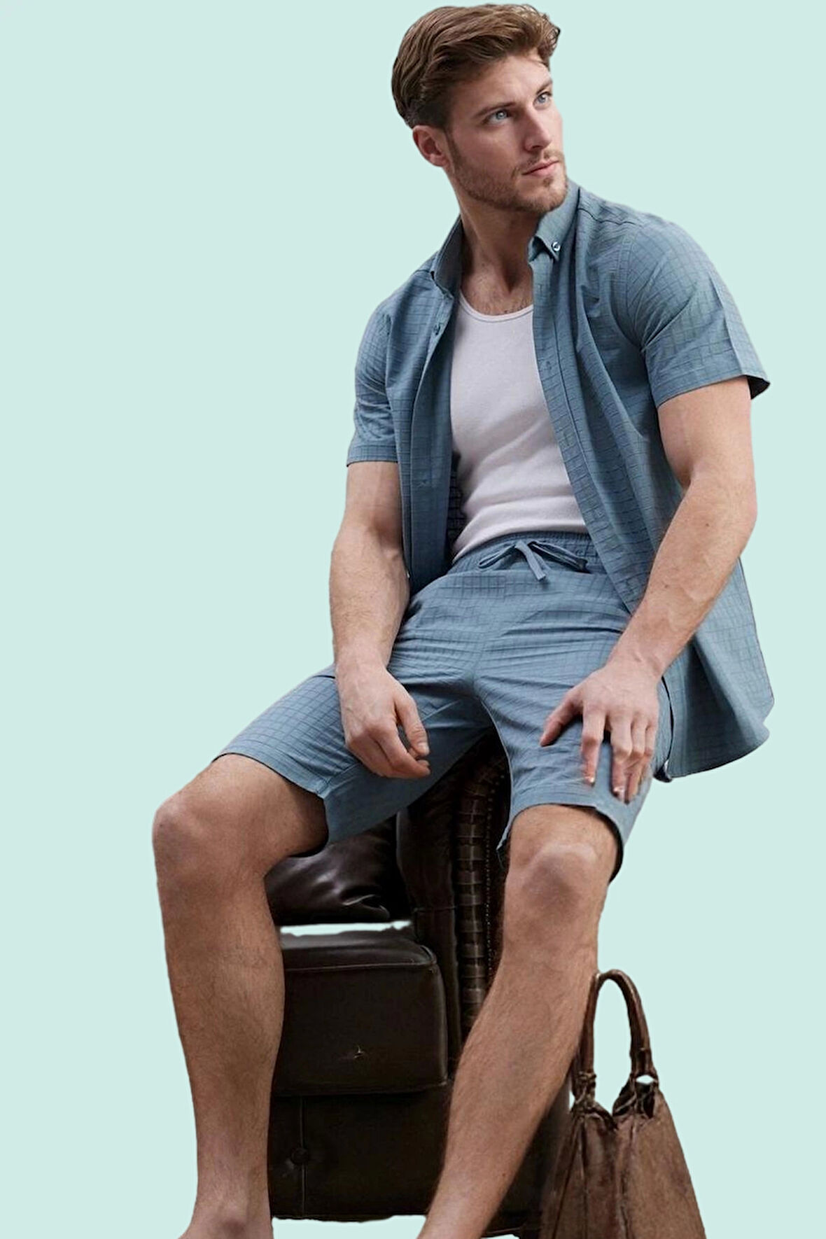 Erkek Pamuklu Dokulu Kumaş Kısa Şort Rahat Günlük Stil Hafta Sonu Yaz Aylarının Vazgeçilmezi