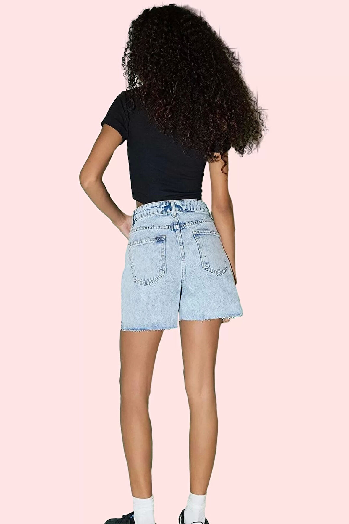 Kadın Yüksek Bel Geniş Paça Denim Şort Pamuk Günlük Kombinler Hafta Sonu Dayanıklı Malzeme