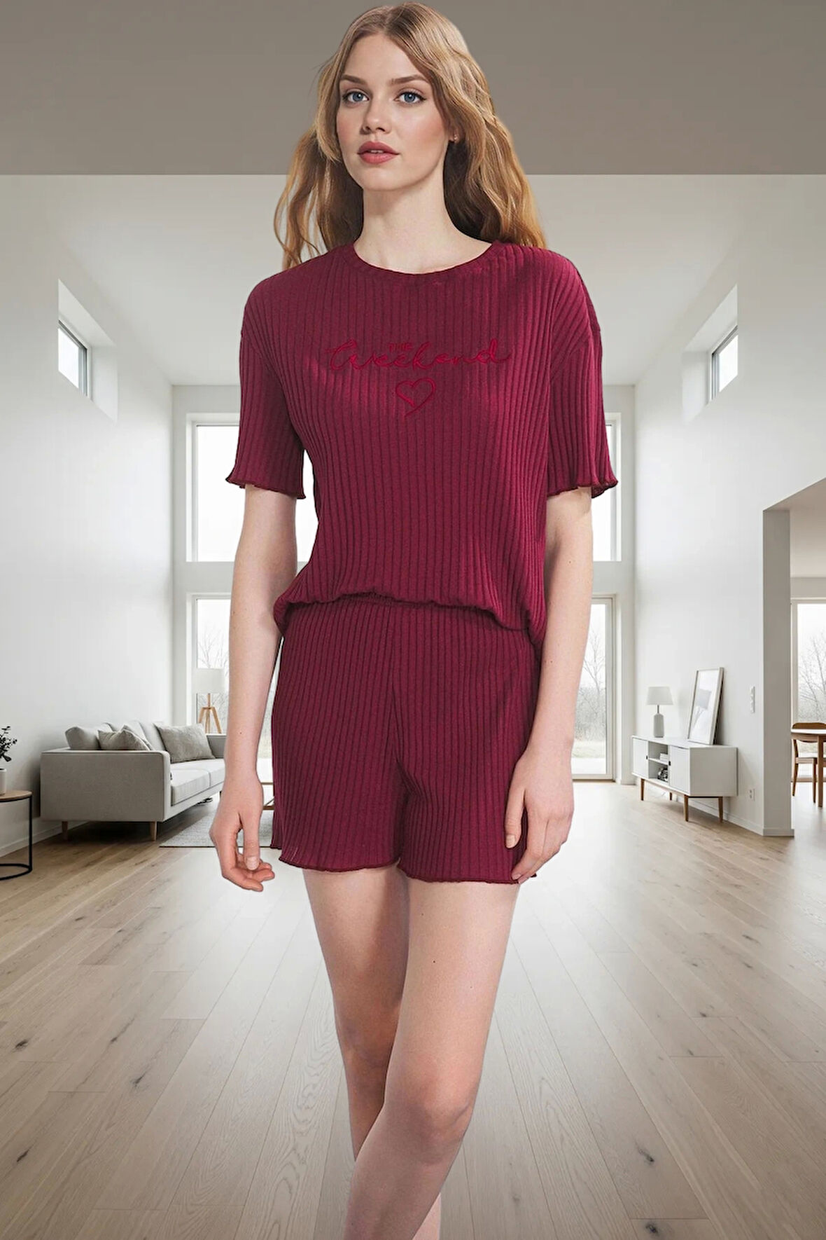 Kadın Örme Pijama Takımı Regular Kalıp Kısa Kol Boru Paça Premium Kalite Şık Görünüm