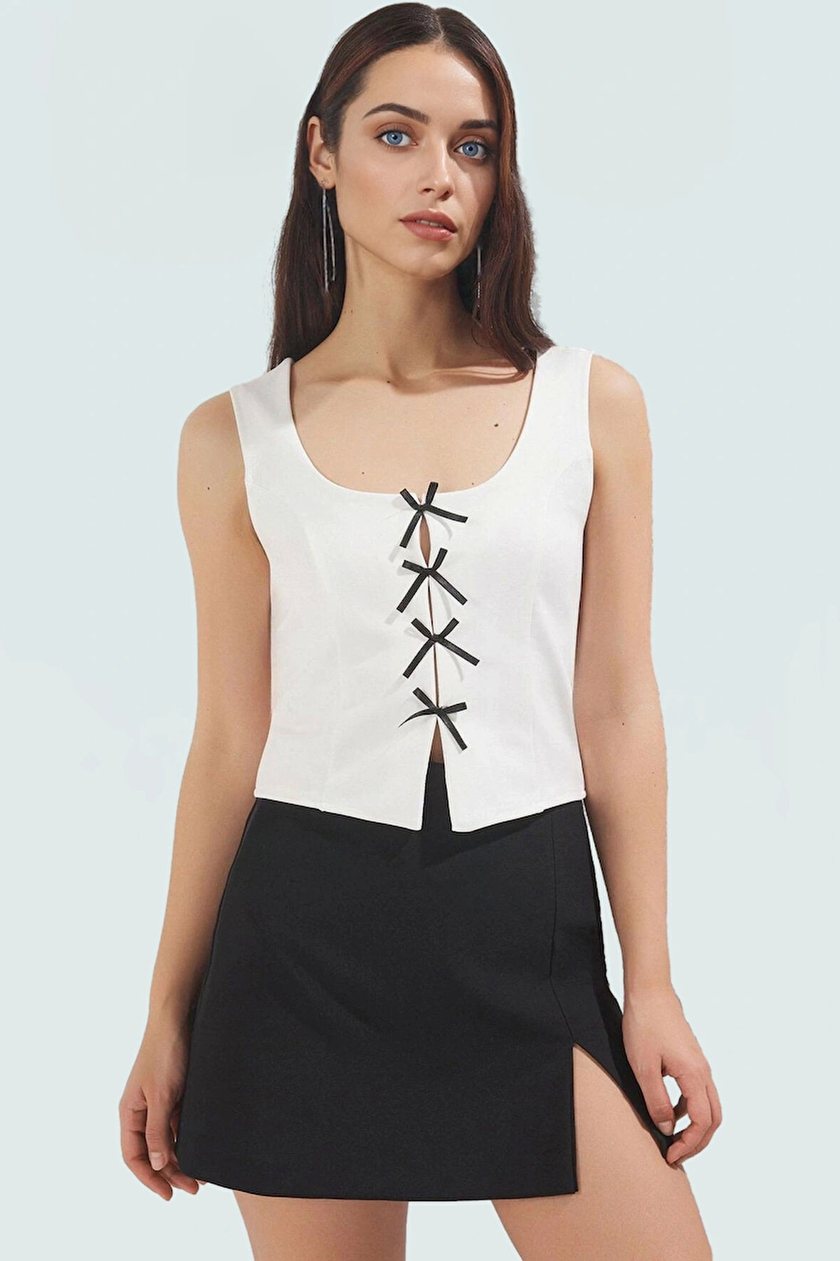 Fitted İnterlok Örme Bluz Havuz Yaka Yazlık Casual Tarz Zarifane Tasarım Dayanıklı Malzeme