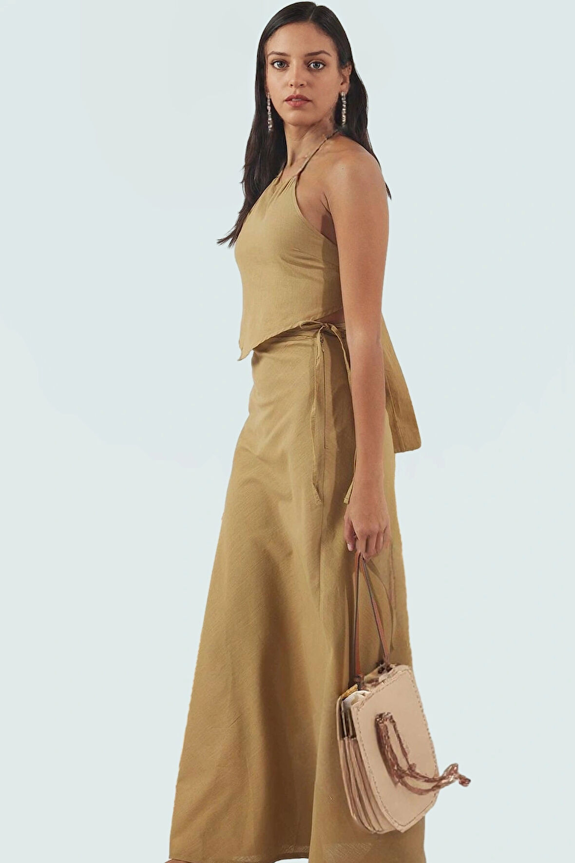 Pamuklu Dokuma Uzun Boylu Bluz Etek Takım Yazlık Plaj Şıklığı Trend Tasarım Kaliteli İşçilik