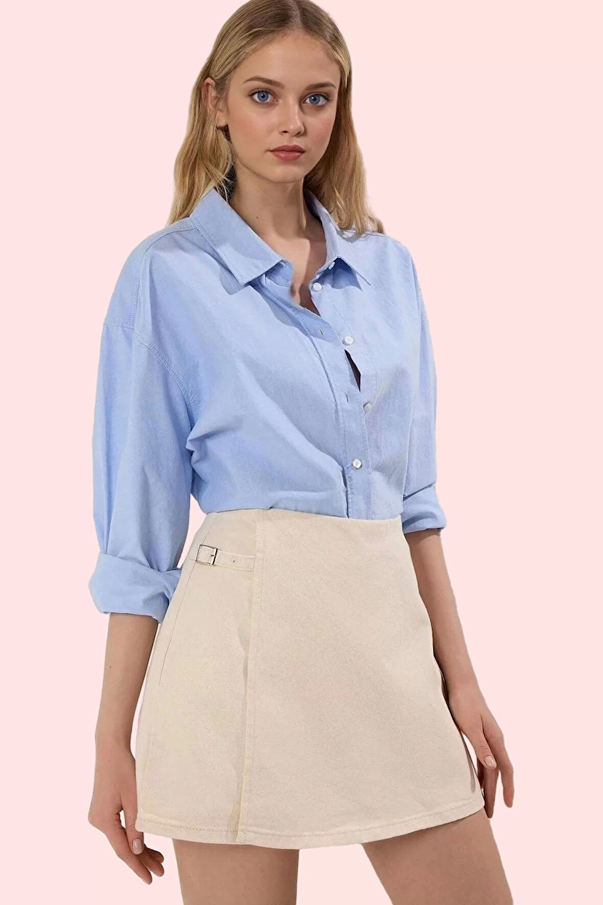 Kadın Denim Şort Etek Yüksek Bel Boru Paça Pamuklu Günlük Stil Hafta Sonu Kaliteli Malzeme