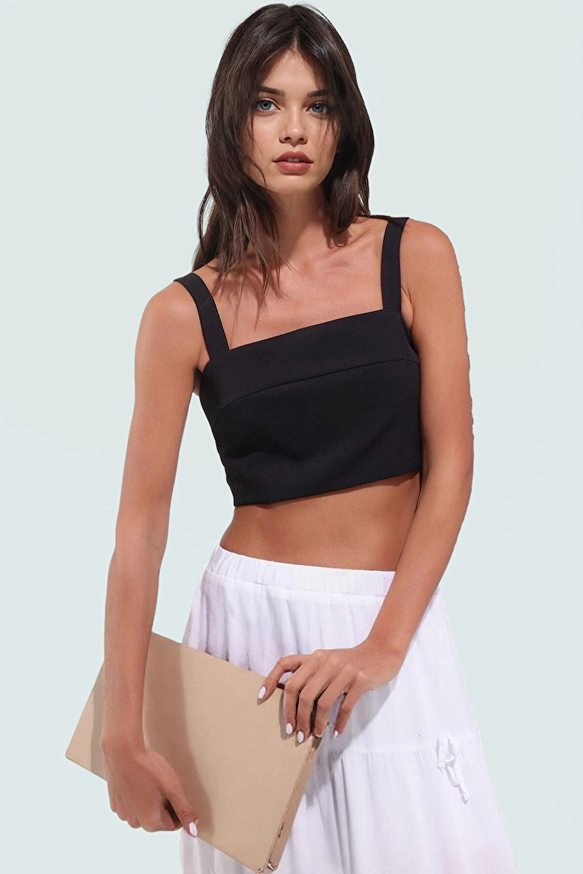 Dokuma Crop Bluz Regular Kalıp Günlük Stil Rahat Tasarım Mükemmel Uyum