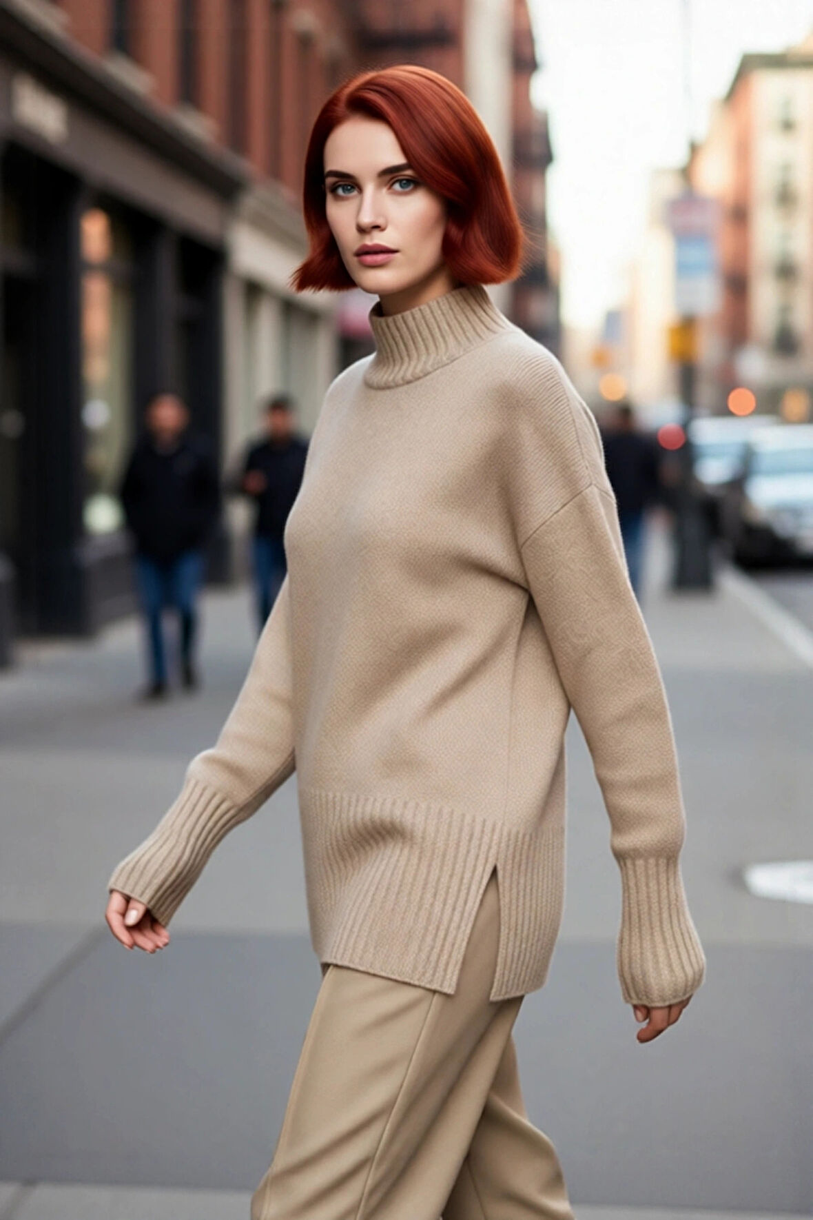 Kadın Oversize Kesim Dik Yaka Reglan Kol Düz Gri Triko Kazak Kışlık Günlük Giyim İçin İdeal Seçim