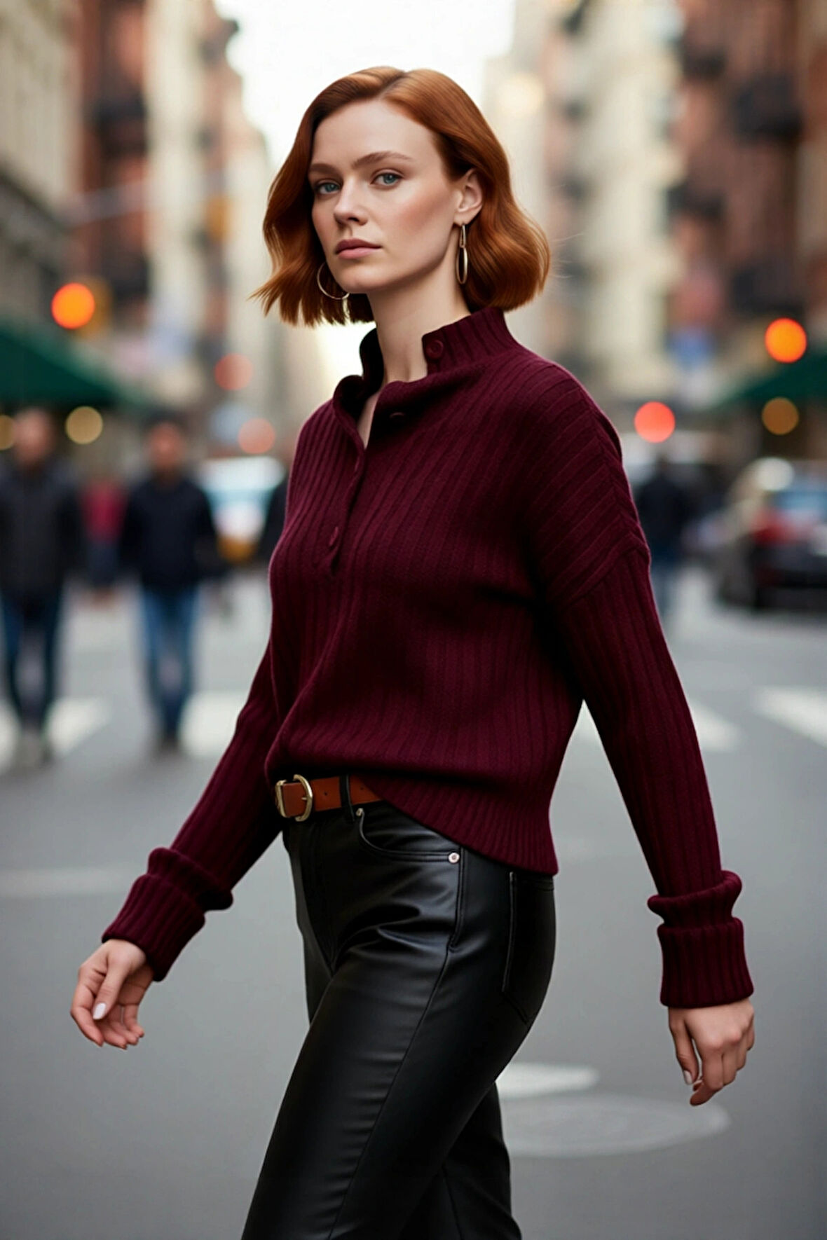 Kadın Oversize Kesim Düşük Kol Dik Yaka Fitilli Triko Kazak Kışlık Rahat ve Şık Günlük Kombinler