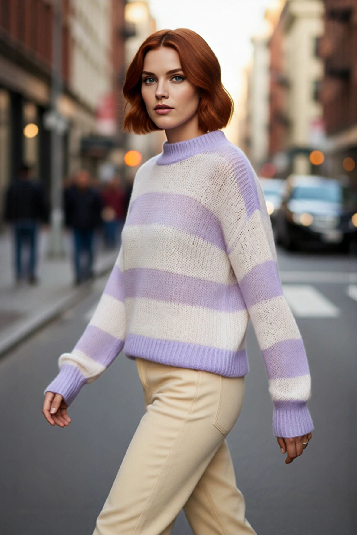 Kadın Oversize Geniş Kalıp İnce Çizgili Triko Bisiklet Yaka Düşük Kol Kazak Kış Sezonu Casual Giyim