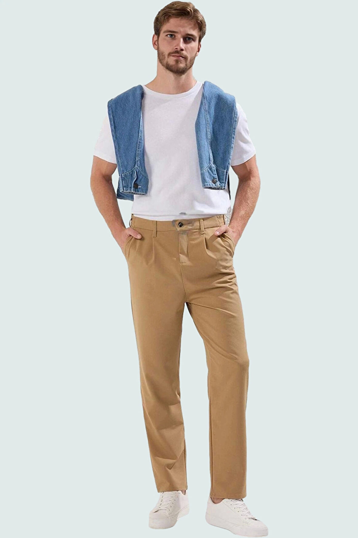 Erkek Geniş Paça Rahat Kalıp Pantolon Günlük Kombinler İçin Hafta Sonu Yaz Aylarının Vazgeçilmezi
