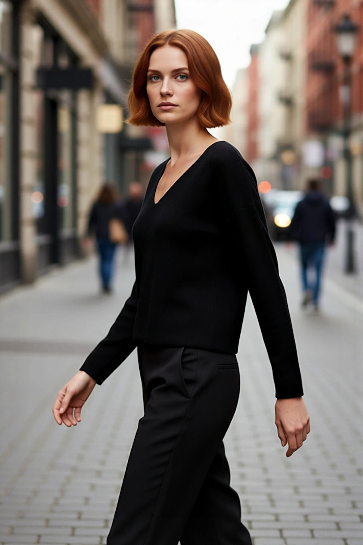 Kadın V Yaka Regular Kalıp Korse Dikiş Detaylı Düz Triko Kazak Kış ve Sonbahar Şıklığı İçin