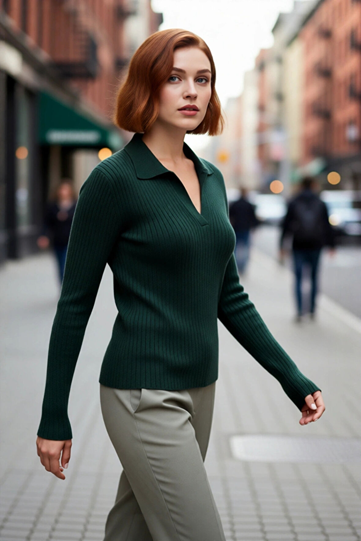 Kadın Polo Yaka Fitilli Triko Kazak Fitted Kesimiyle Günlük Şıklık Sunar Soğuk Havalar İçin İdeal