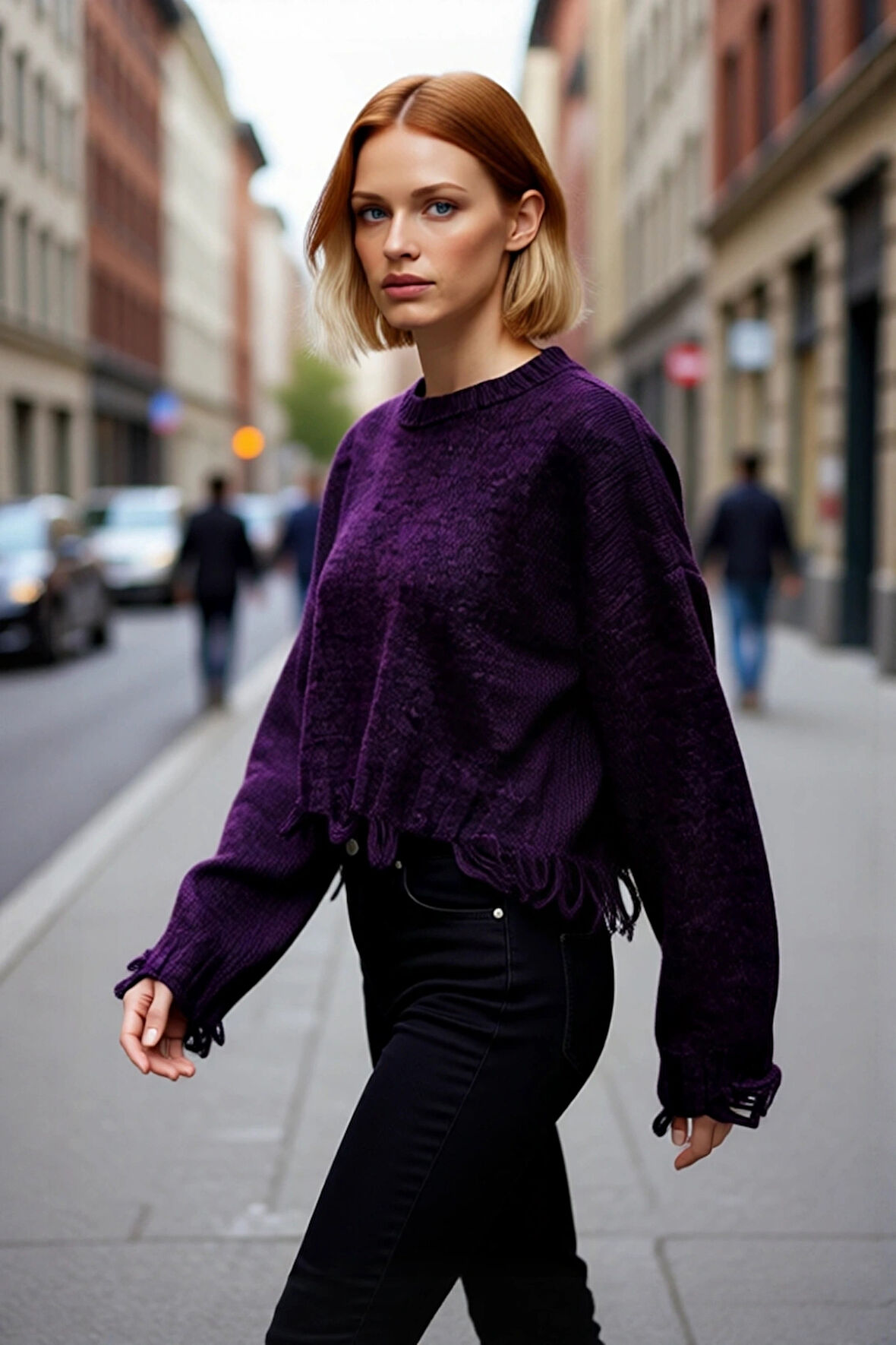 Kadın Oversize Triko Crop Kazak Düşük Kollu Akıtma Detaylı Yumuşak Dokusuyla Modern Şıklık Sunar