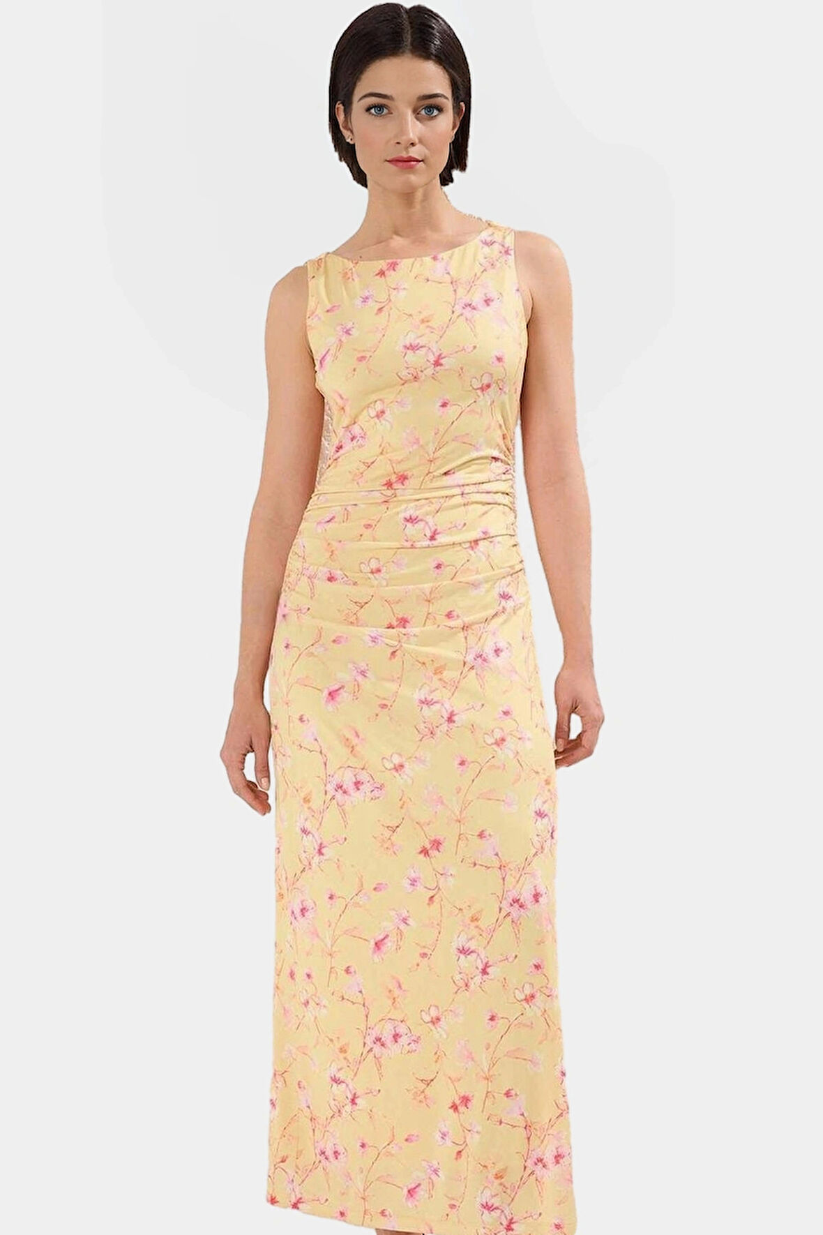 Yazlık Çiçekli Bodycon Elbise Maxi Uzunluk Örme Kumaş Premium Kalite Profesyonel Görünüm Uzun Ömürlü