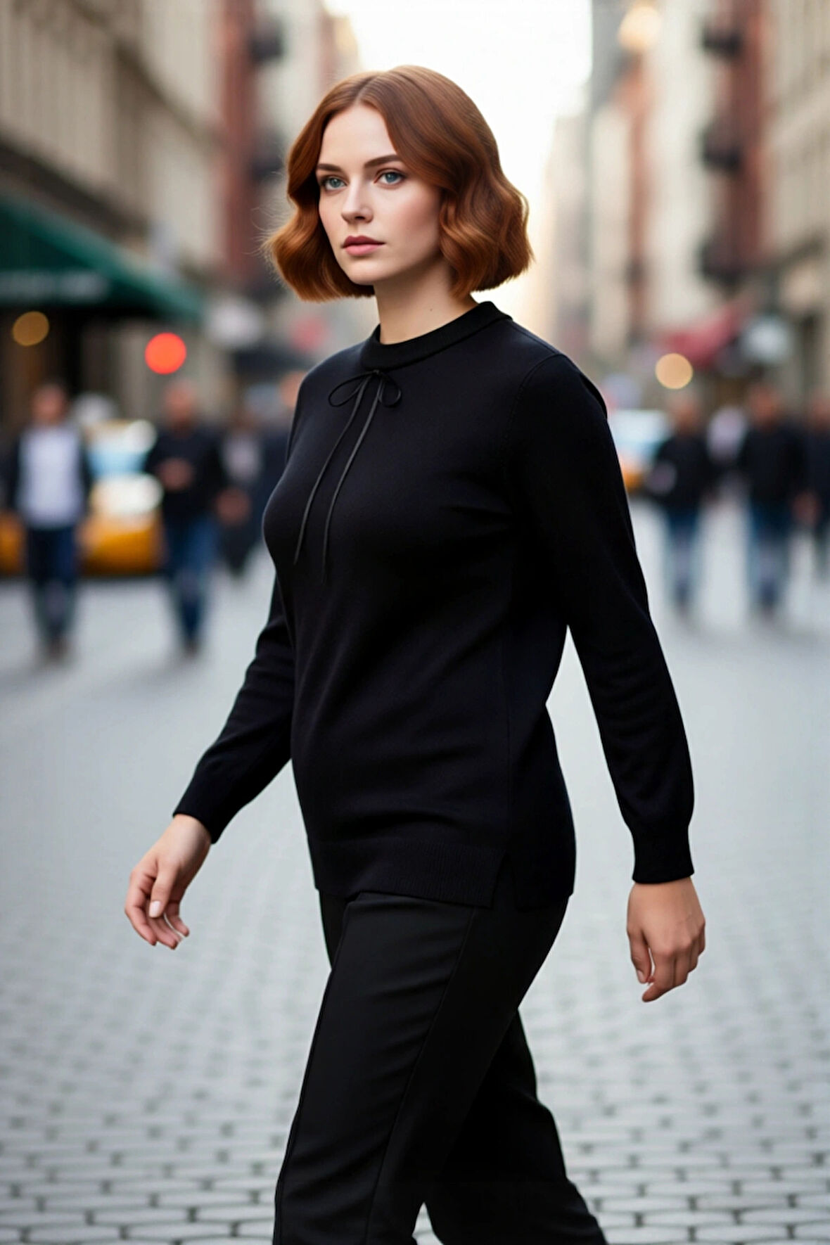 Kadın Dantel Yakalı Kurdele Fiyonk Detaylı Siyah Regular Akrilik Triko Kazak Şık Günlük Stile Uygun