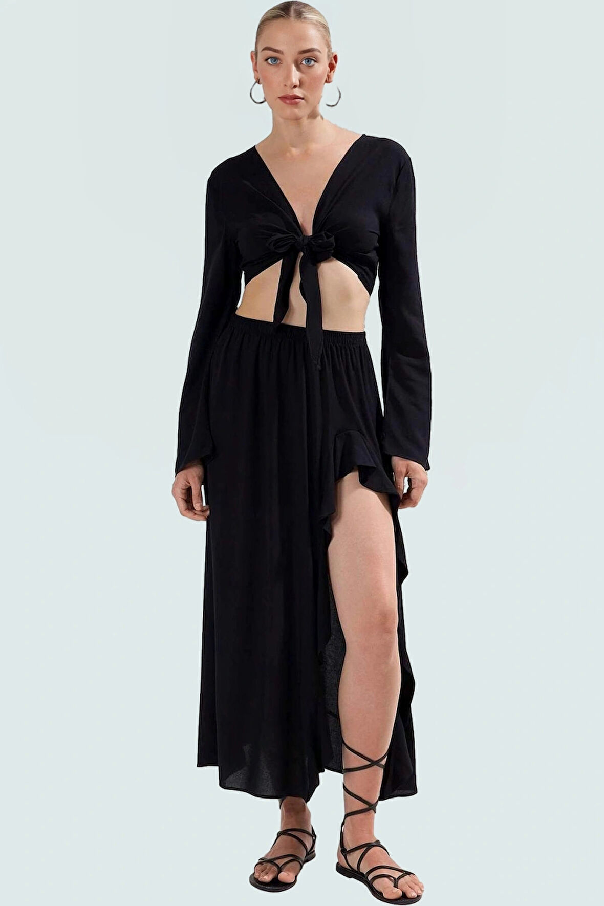 Yazlık Çok Desenli Viskoz Bluz Etek Takım Plaj Şıklığı İçin Uzun Ömürlü Modern Stil