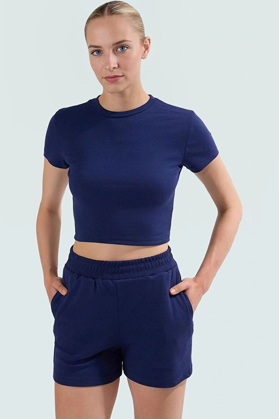 Kadın Melanj Kısa Şort Örme Pamuklu Rahat Günlük Spor Özel Tasarım Yüksek Kalite