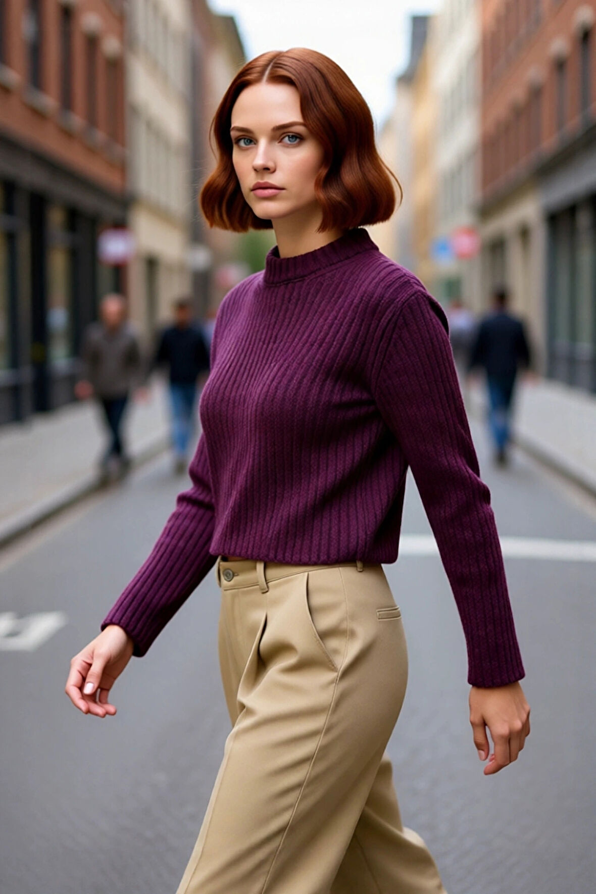 Kadın Regular Fit Crop Fitilli Bisiklet Yaka Uzun Kollu Orta Kalın Triko Kazak Kışlık Kombinlerin